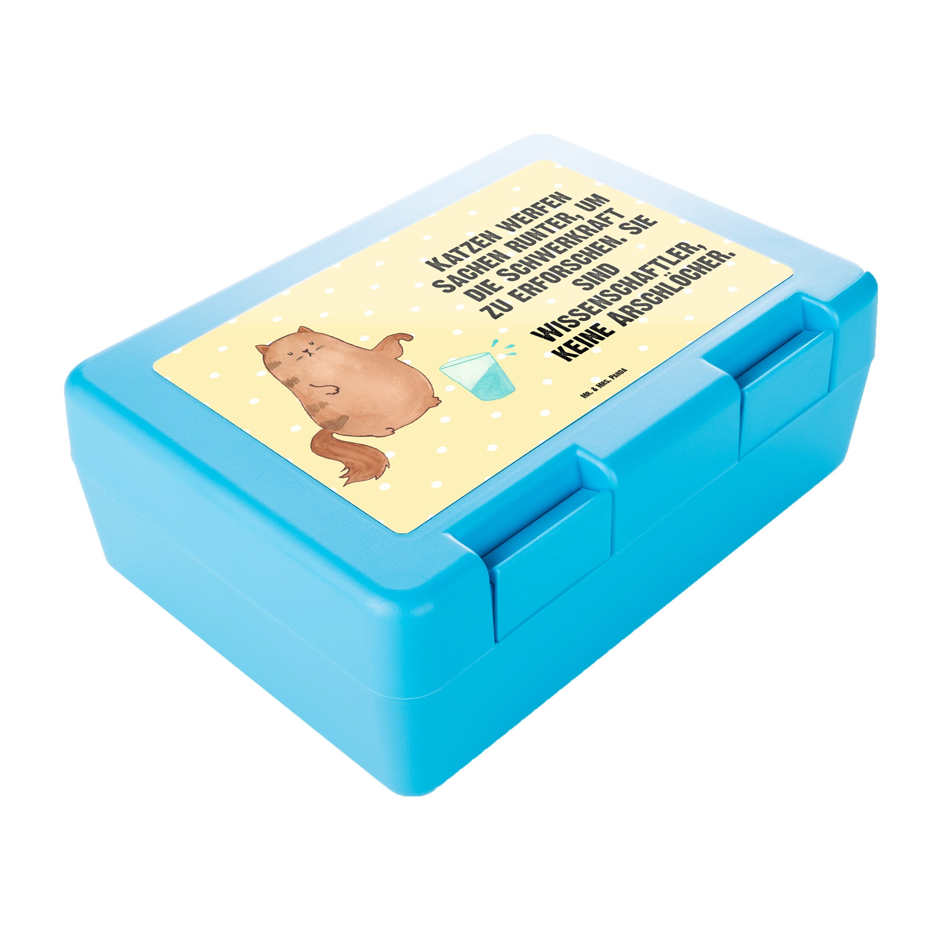 (1-tlg) Butterdose Kunststoff, & Katzenmotiv, Geschenk, Mrs. Mr. Katze Lu, Brotbox, Premium Wasserglas Gelb - Panda - Pastell