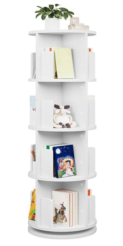 EUGAD Bücherregal, 1-tlg., drehbar, 4 Ebenen 16 Fächer, Standregal