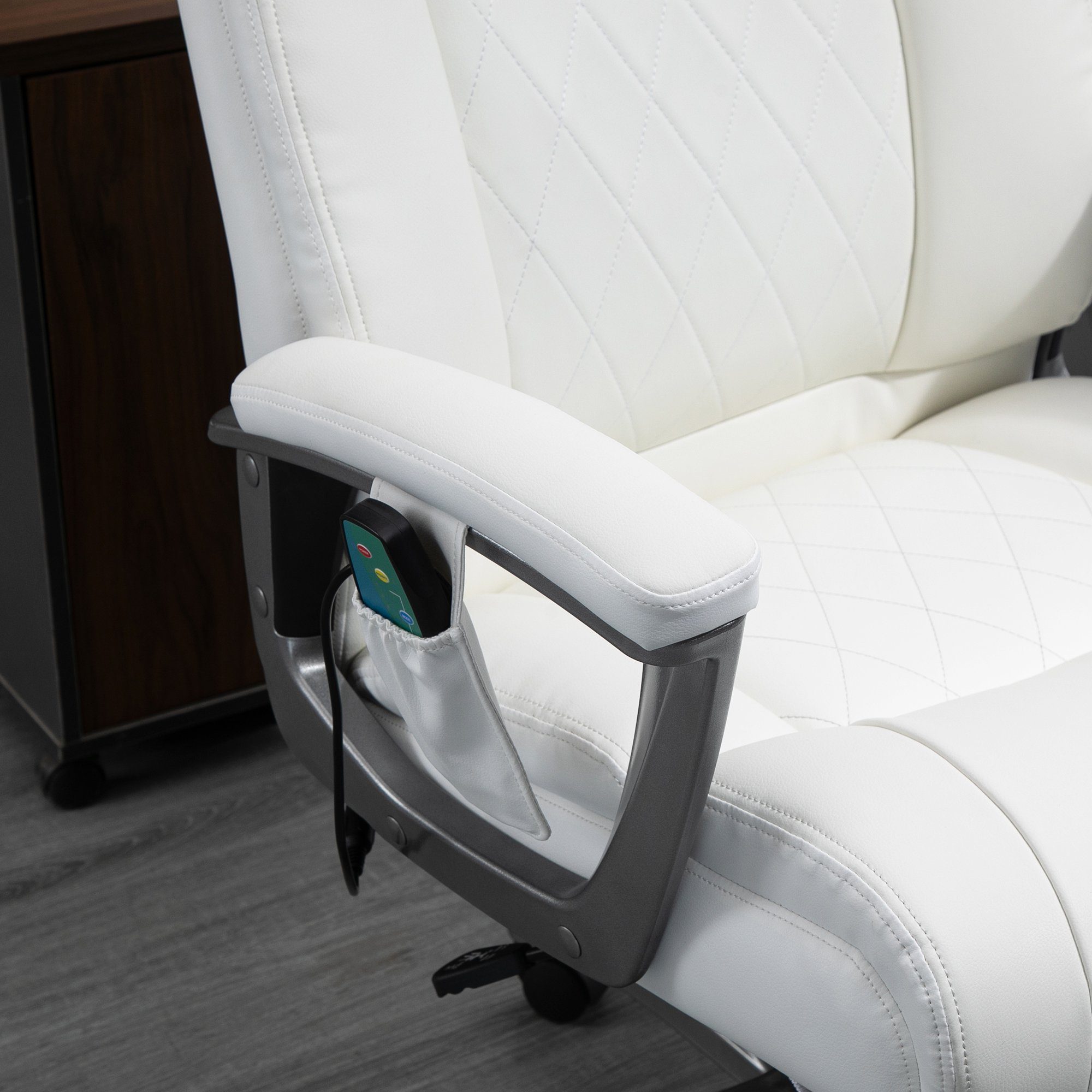 St), Massage-Bürostuhl aus weiß Weiß | Kunstleder 6-Punkt-Massage-Drehstuhl Massage-Bürostuhl Vinsetto Weiß | Schreibtischstuhl Weiß (Set, 1