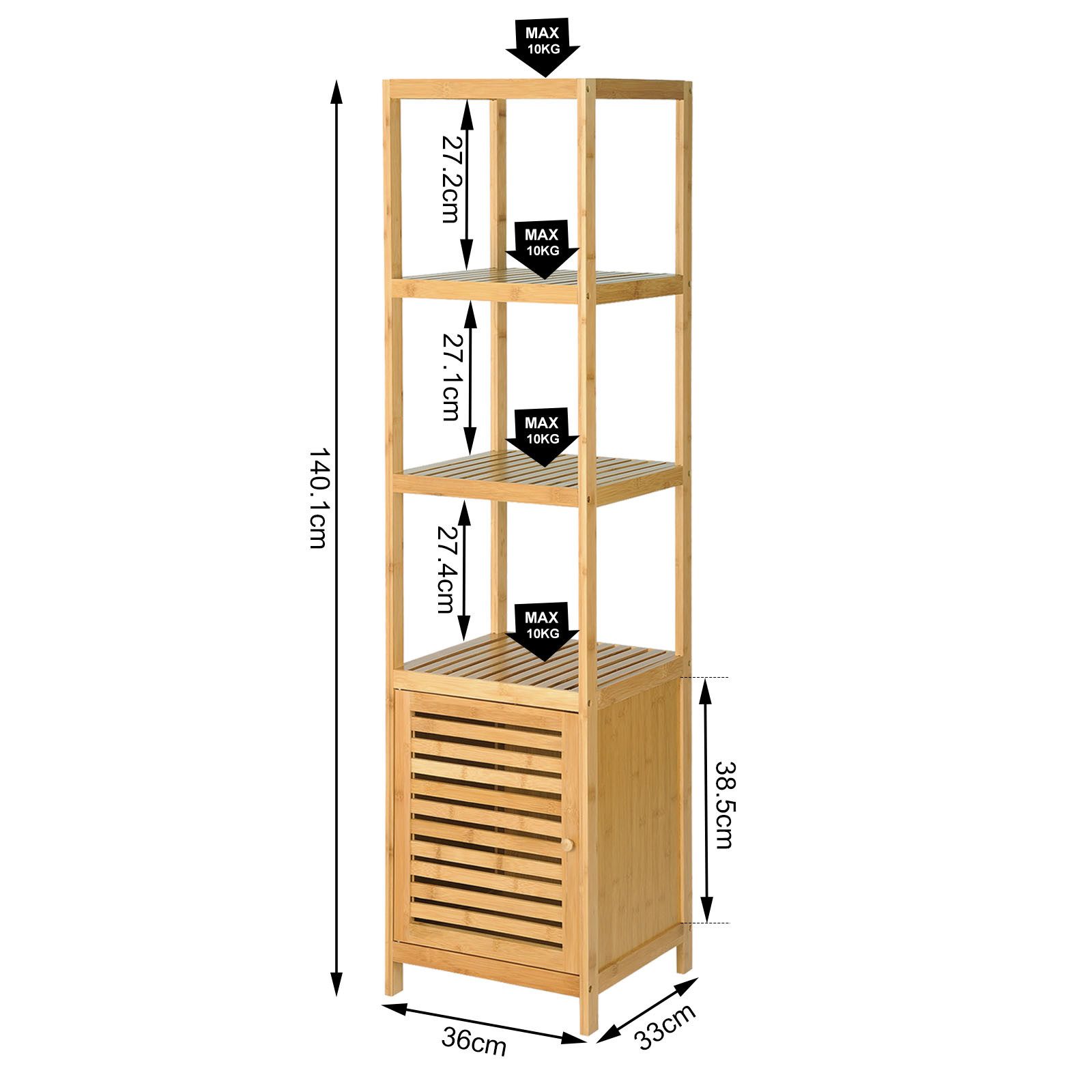 Woltu Standregal, 1-tlg., Standregal mit 5 Ablageaus Bambus