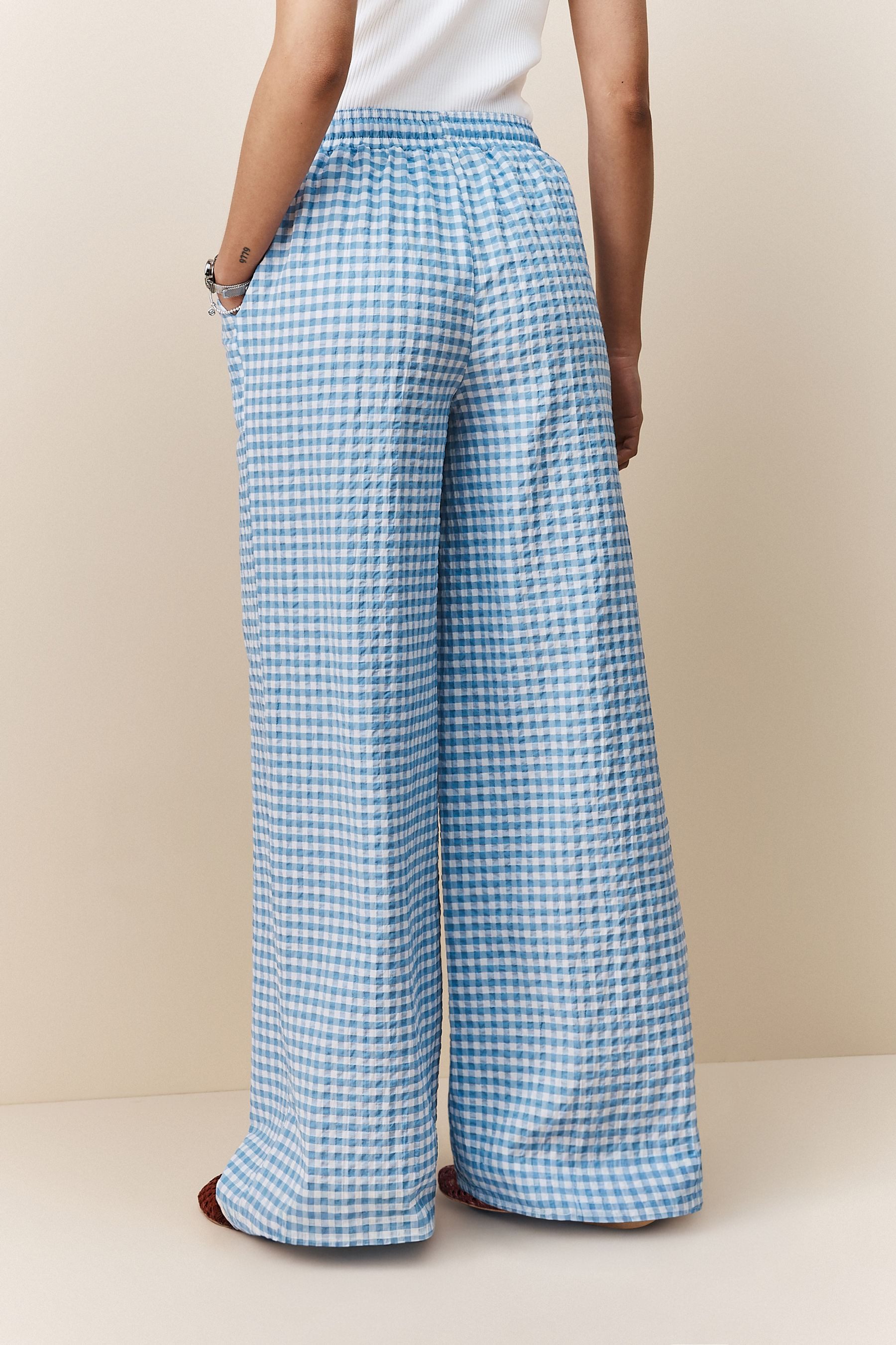 Next Palazzohose Hose mit weitem Bein und Vichykaros, Kurzgröße (1-tlg) günstig online kaufen