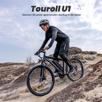 Touroll E-Bike U1 26 MTB Electric Bike, 21 Gang Shimano, Hub Motor, 13Ah abnehmbarer Li-Ionen-Akku, 65KM Reichweite, CST Off-Road-Reifen