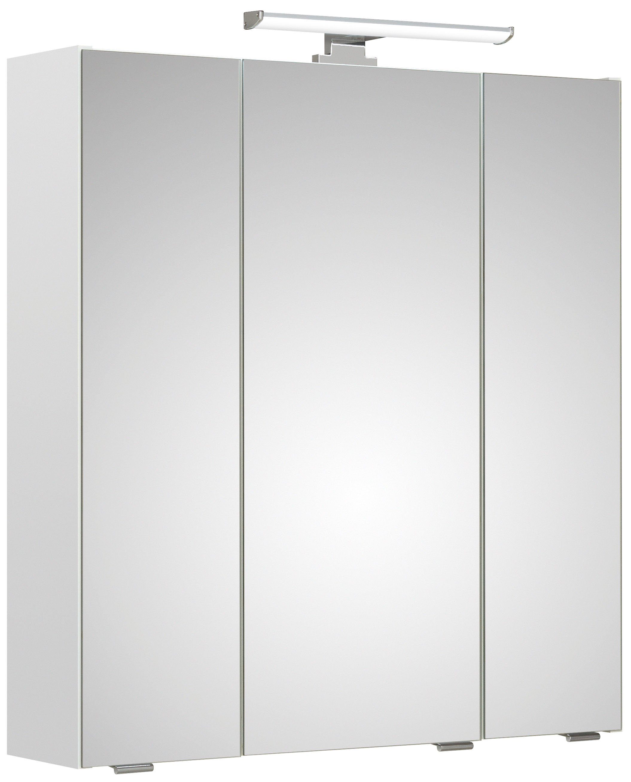 Saphir Spiegelschrank Quickset Badschrank, 3 Spiegeltüren, 6 Einlegeböden, 65 cm breit inkl. LED-Beleuchtung, Türdämpfer, Schalter-/Steckdosenkombination