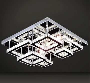 Lewima LED Deckenleuchte »REDIG«, Glas Kristall Luxus XL 60x60cm Deckenlampe 58W, Modern Design Dimmbar Silber verspiegelt, Warmweiß / Kaltweiß einstellbar, inkl. Fernbedienung und Speicherfunktion