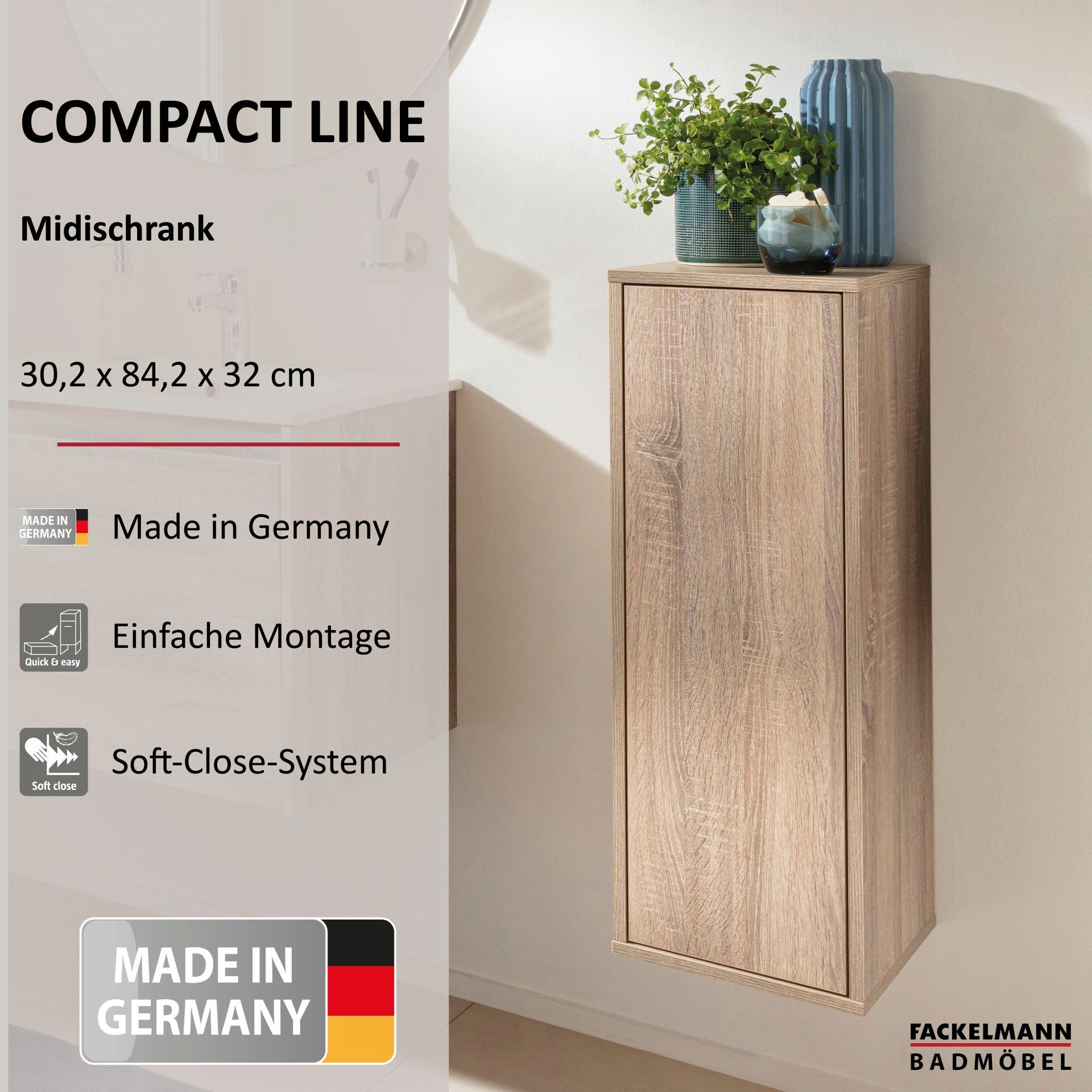 FACKELMANN Midischrank Badezimmerschrank, Midischrank, Stauraumwunder, Sono günstig online kaufen