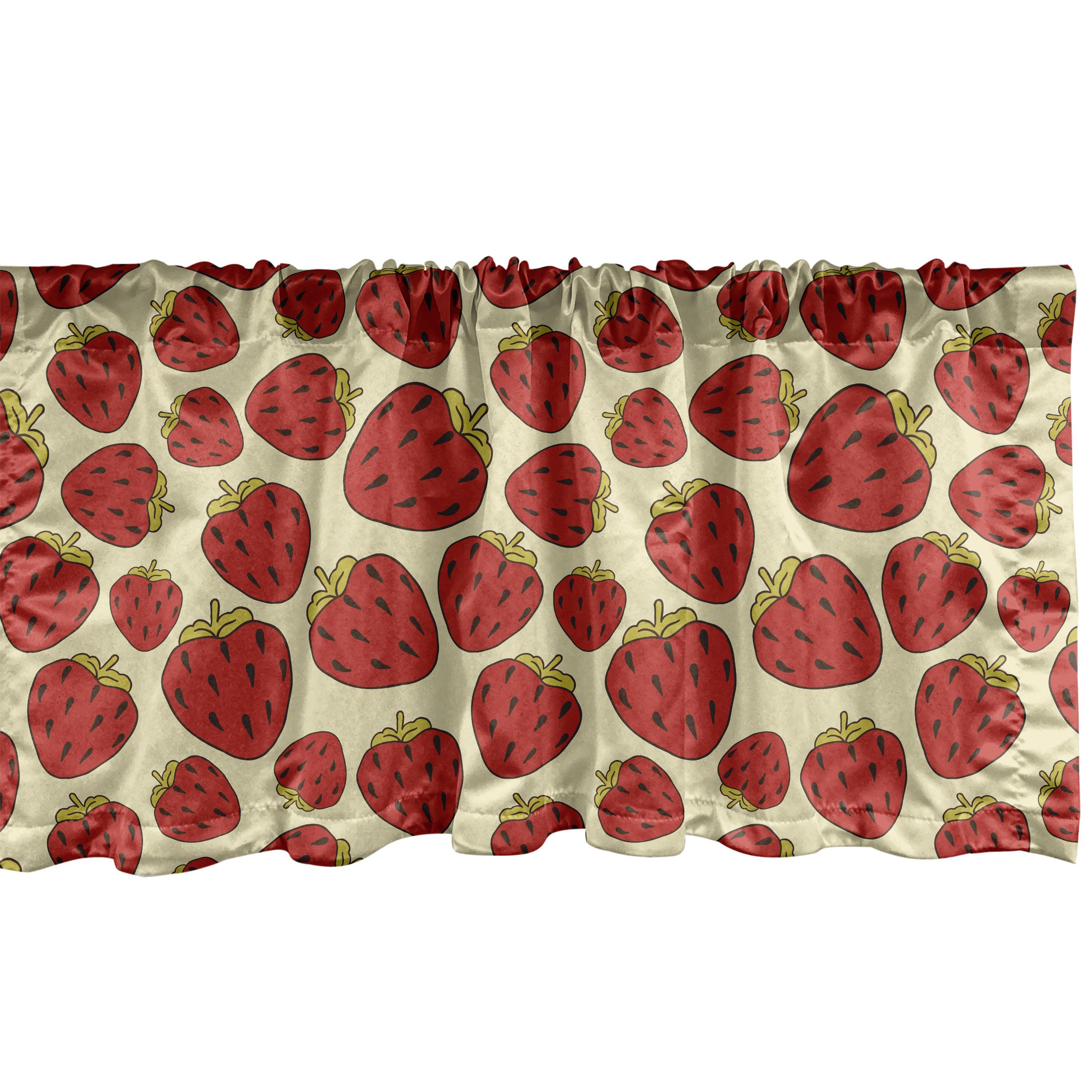 Scheibengardine Vorhang Volant für Küche Schlafzimmer Dekor mit Stangentasche, Abakuhaus, Microfaser, Erdbeere Köstliche Sommer-Früchte