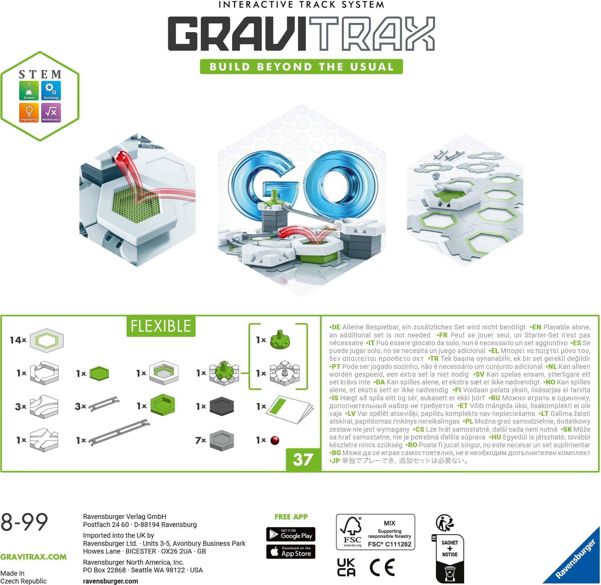 Ravensburger Kugelbahn-Bausatz Kugelbahn GraviTrax GO Flexible 23705