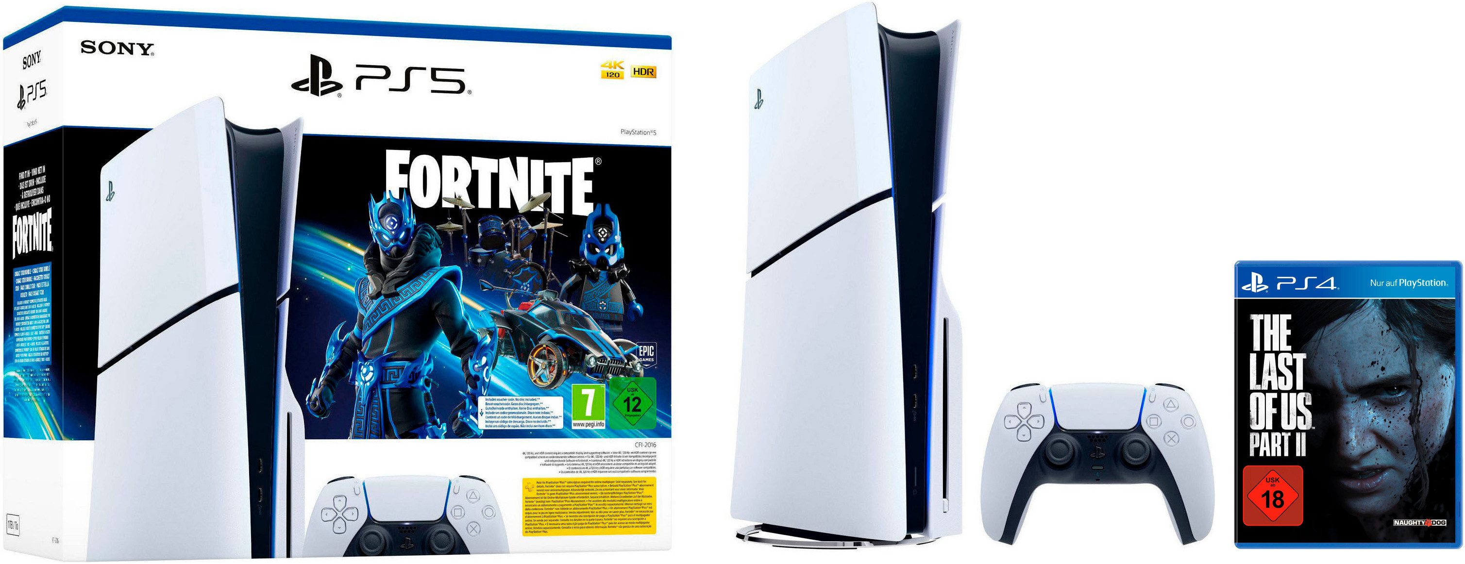 PlayStation 5 PS5 (Slim) Fortnite Cobalt Star + The Last of Us Part II Remastered