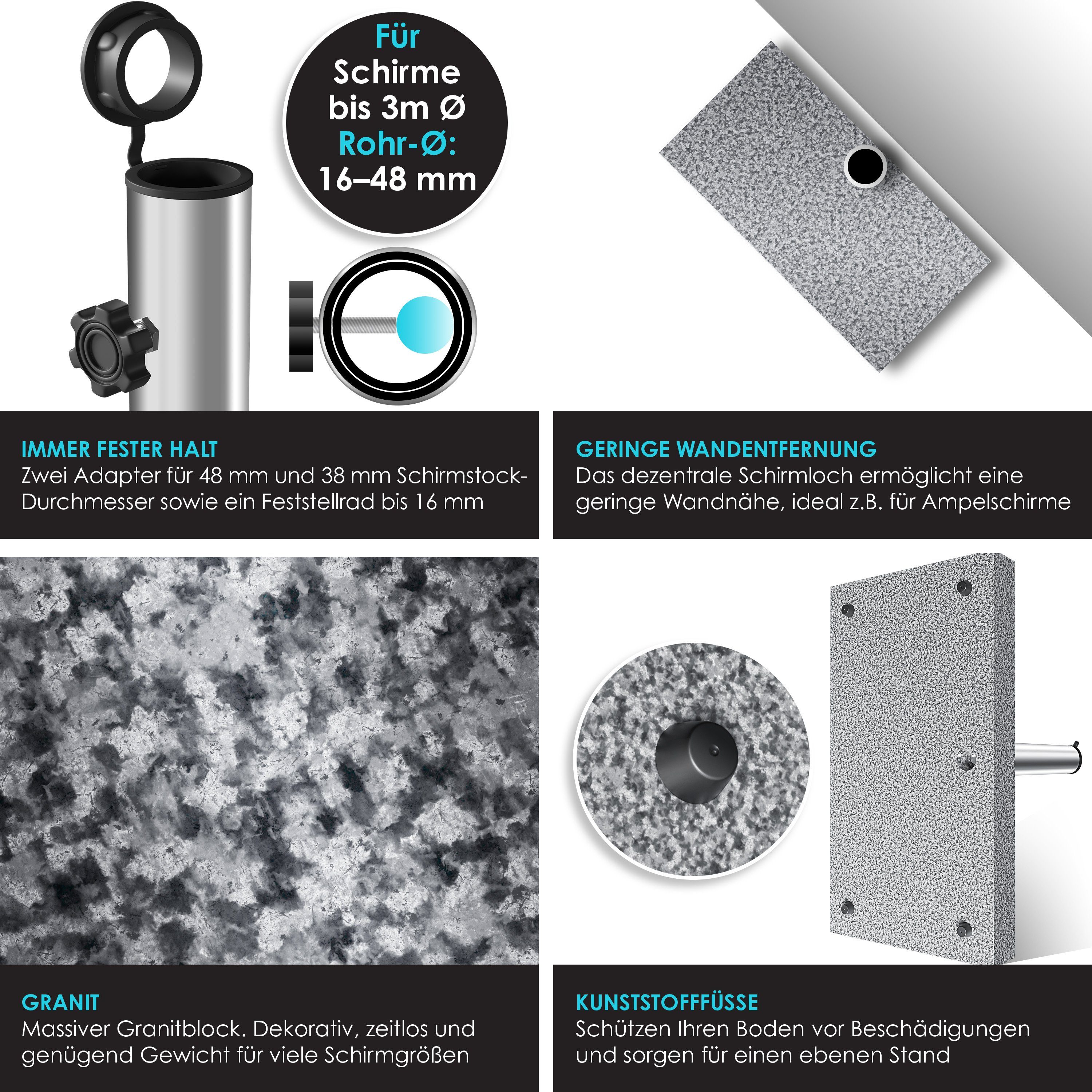 KESSER Kunststoffschirmständer, Granit Sonnenschirmständer mit Edelstahlrohr