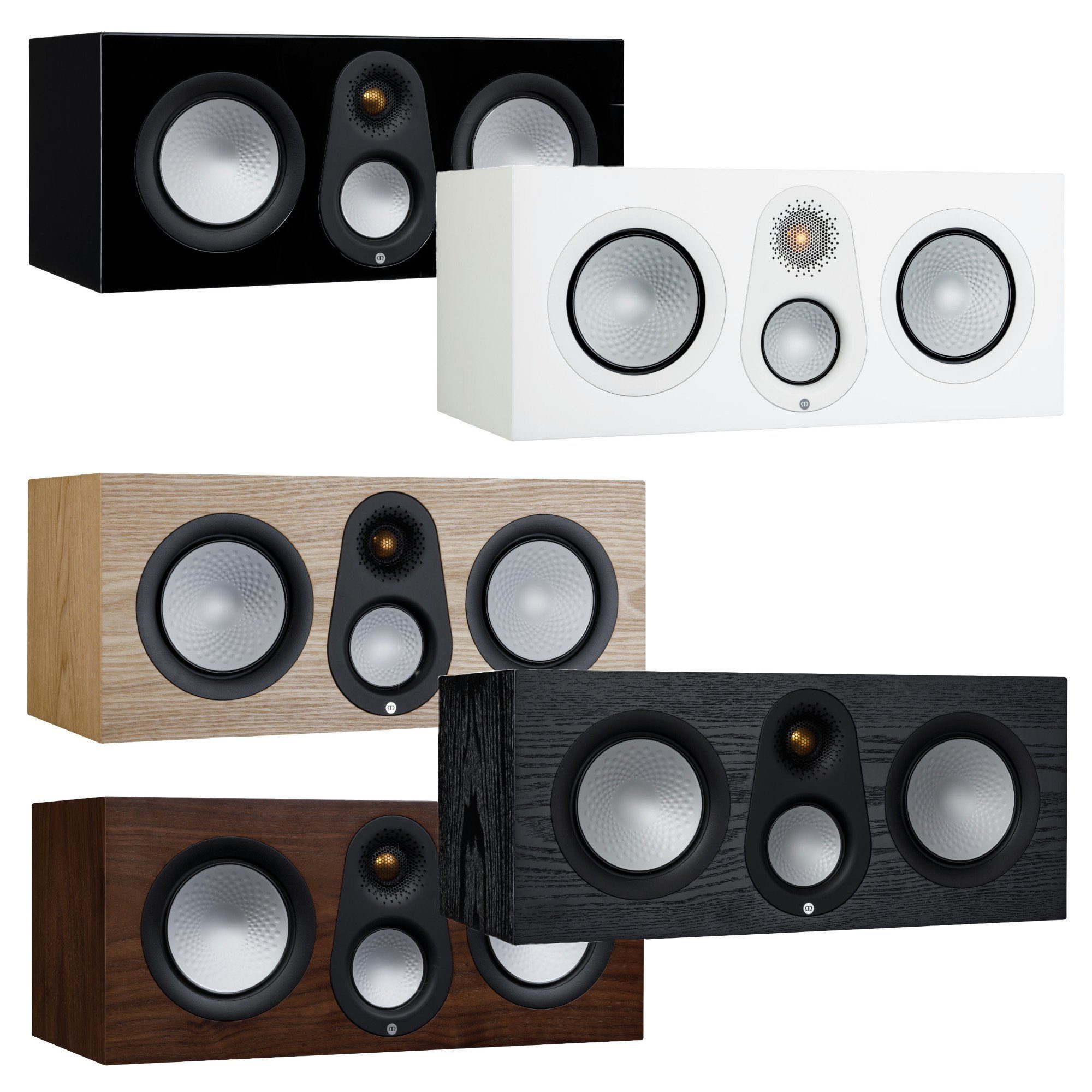 (7G), 200 (ohne Lack Echtholzfurnier MONITOR Heimkino) Netzwerk, Walnuss Center-Lautsprecher Silver / AUDIO 250 W, Center-Speaker Natur Center-Lautsprecher