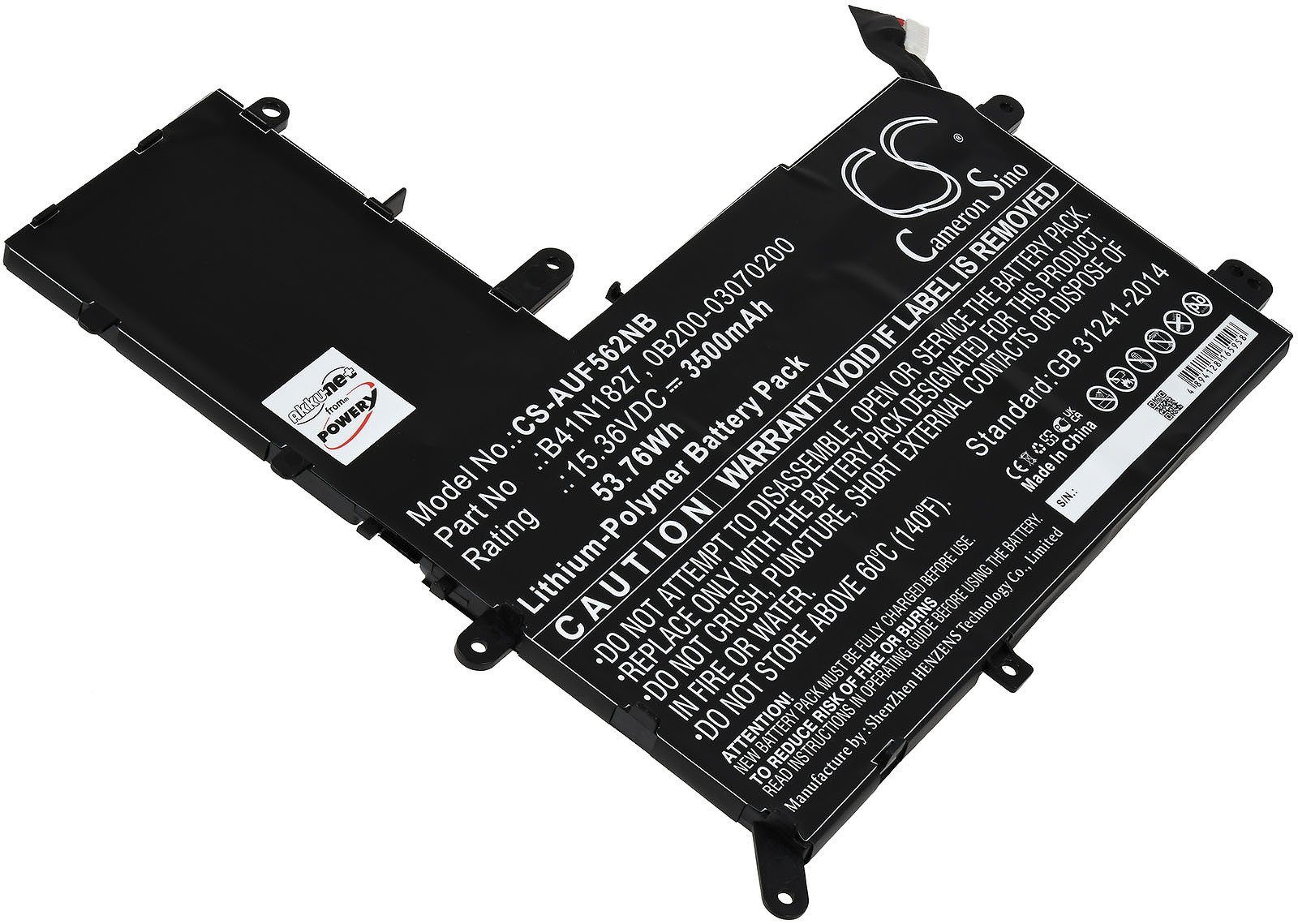 Powery Akku für Asus Typ B41N1827 Laptop-Akku 3500 mAh (11.36 V)