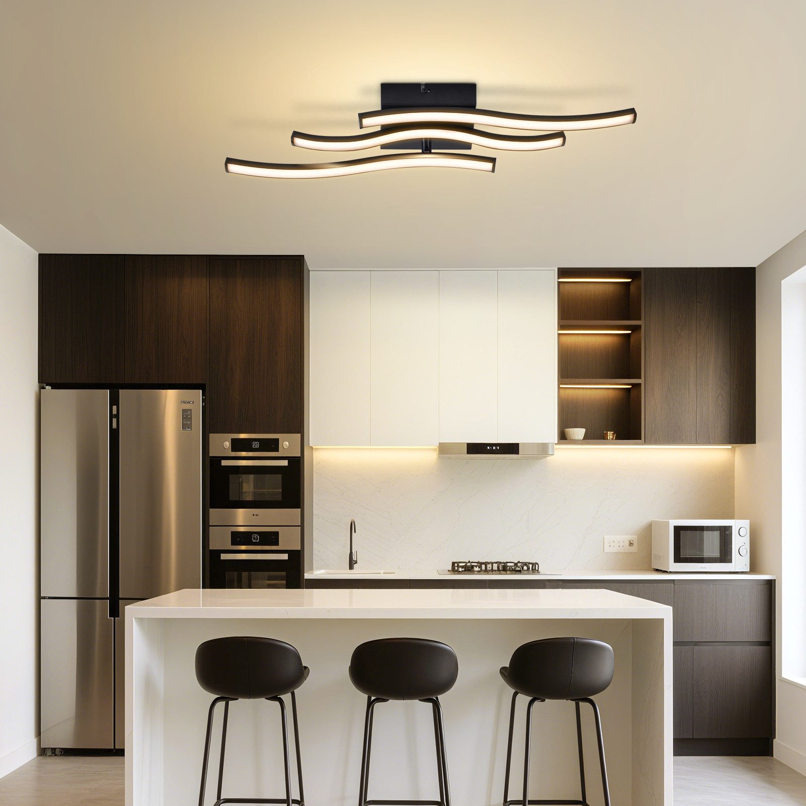 Nettlife Deckenleuchte Flur Schwarz 6W 3000K Modern Innen Wellen Design War günstig online kaufen