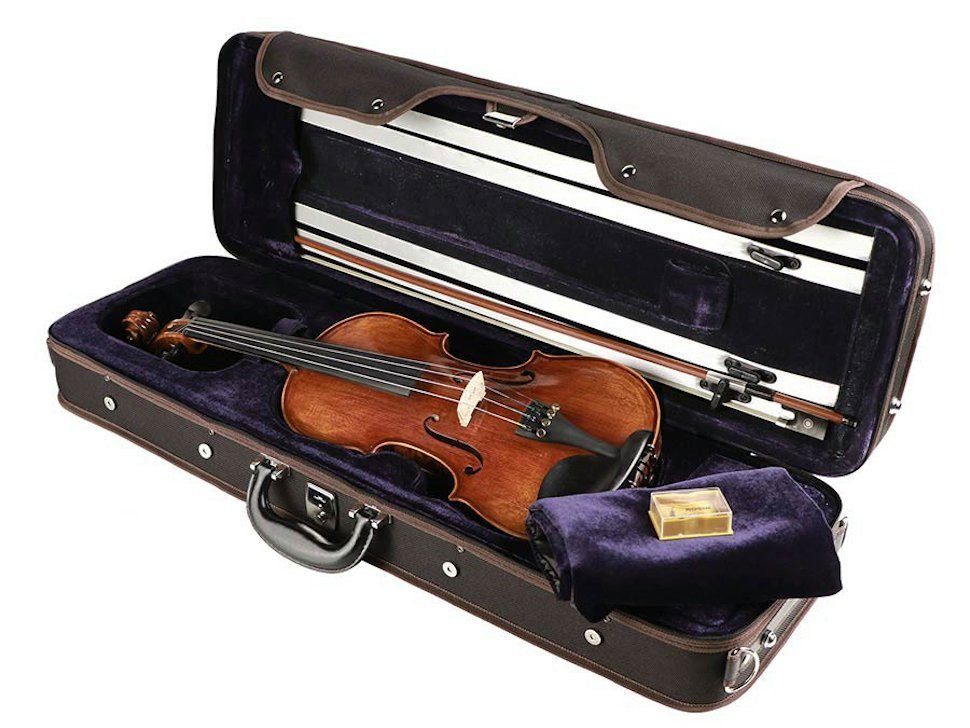 Leonardo Bowed Instruments Violine 3/4 Geige Komplett-Set Leonardo Maestro LV-5034 Bogen, Stimmgerät