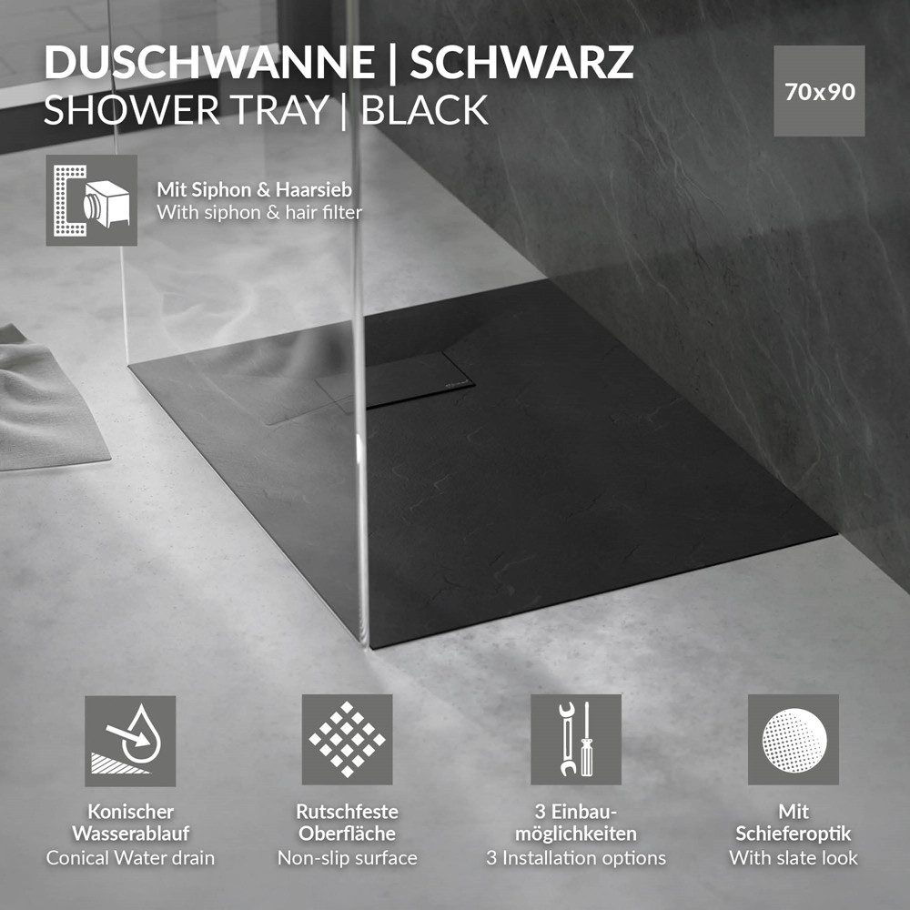 LuxeBath Duschwanne Duschtasse Brausetasse mit Ablaufgarnitur und Anti-Ruts günstig online kaufen