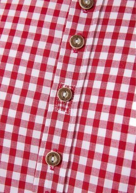 OS-Trachten Trachtenhemd Trachtenhemd Stehkragen Krempelarm