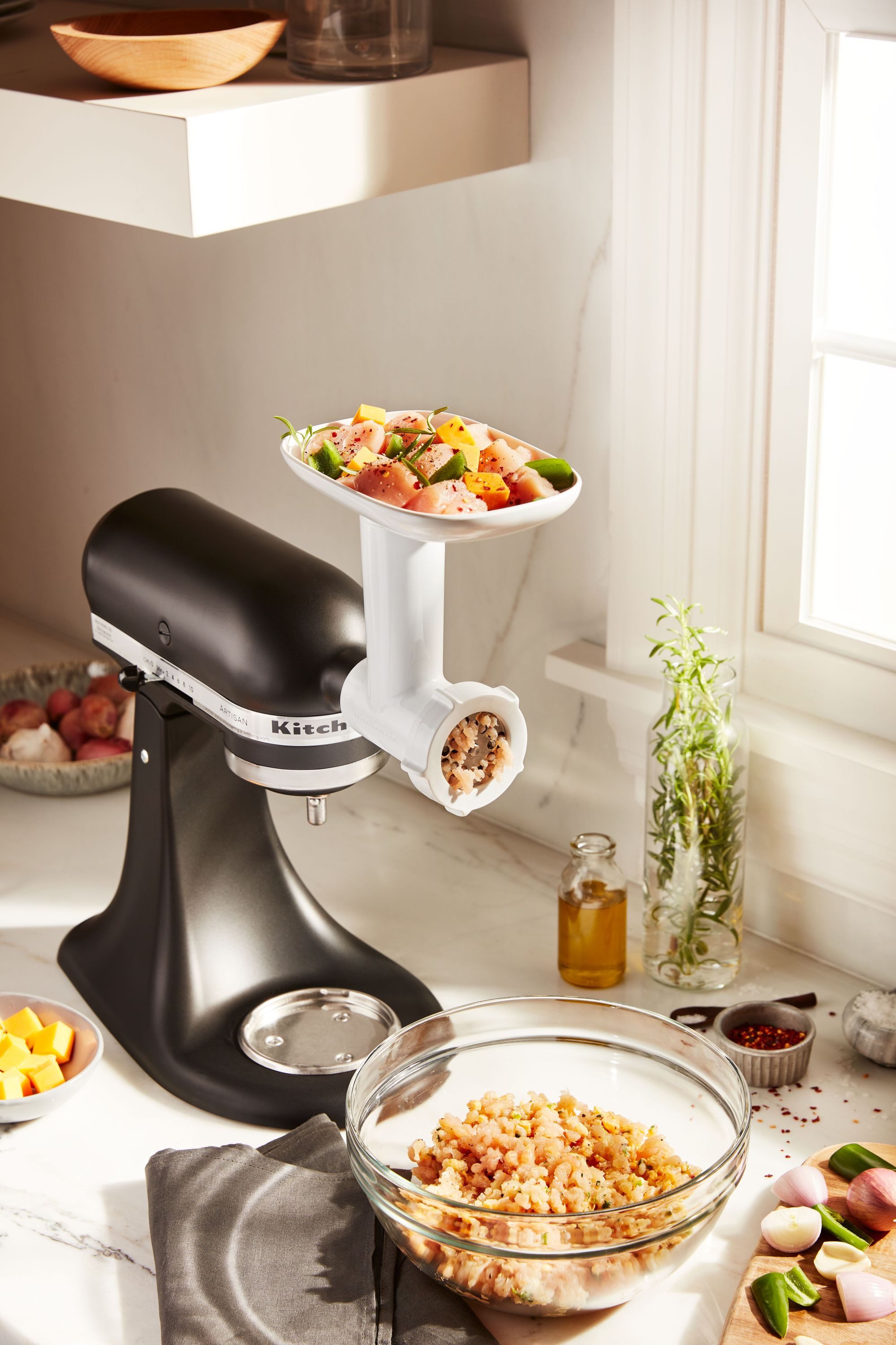 KitchenAid Fleischwolfaufsatz KitchenAid Fleischwolf 5KSMFGA inkl. Wurstfüllhörner