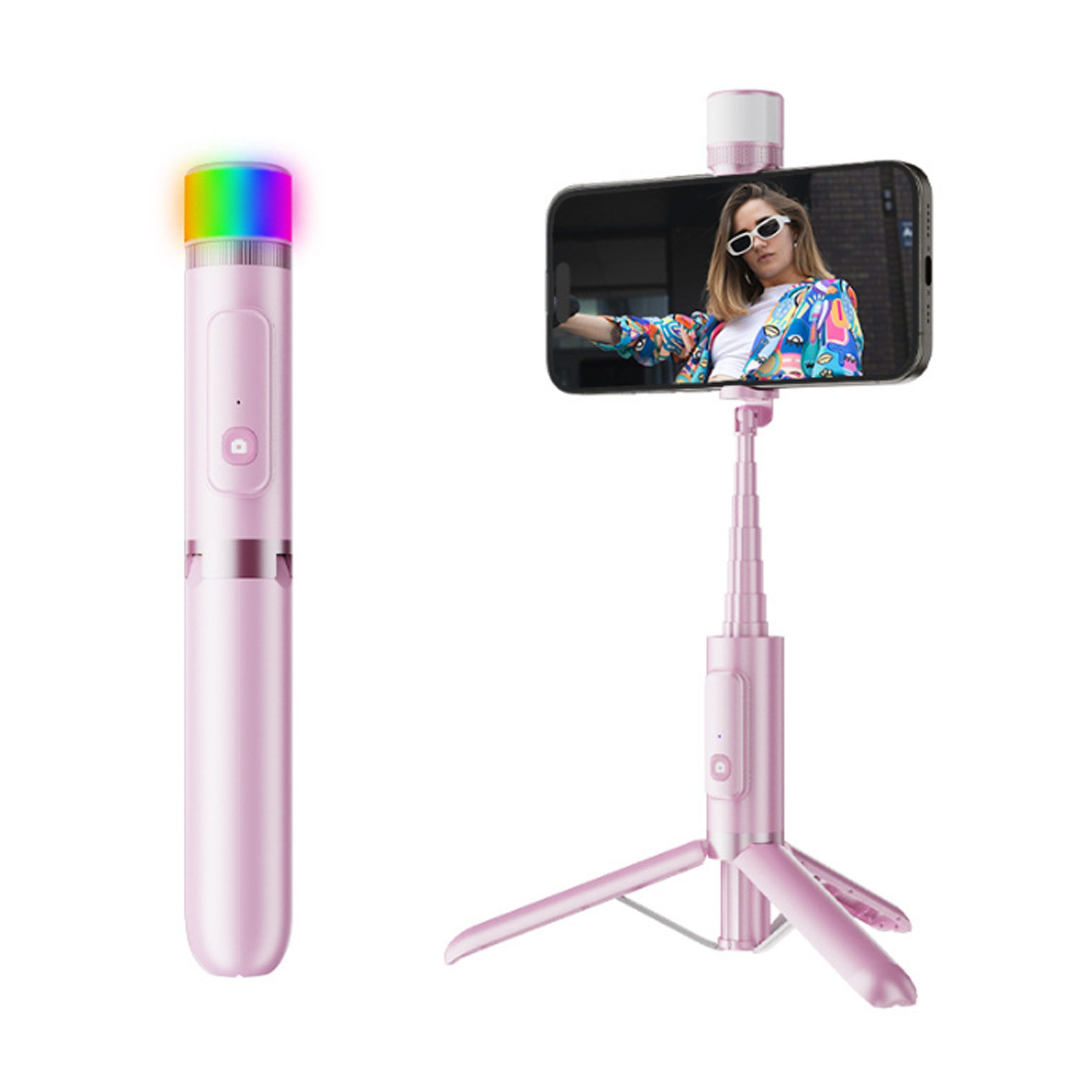 KINSI Magnetischer Selfie Stick Stativ,Bluetooth Selfie-Stange Selfiestick (mit Handyhalterung,bis zu 80 cm lang)