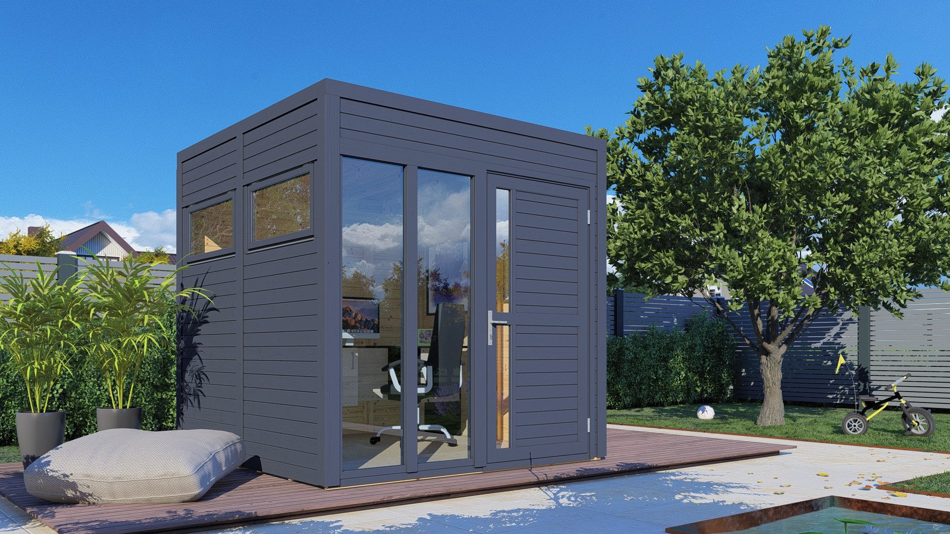 BERTILO Gartenhaus Cubus 2 Office, in verschiedenen Farben, BxT: 226x240 cm