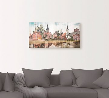Artland Leinwandbild Haselünne Stadtansicht Collage Emsland, Deutschland (1 St), auf Keilrahmen gespannt