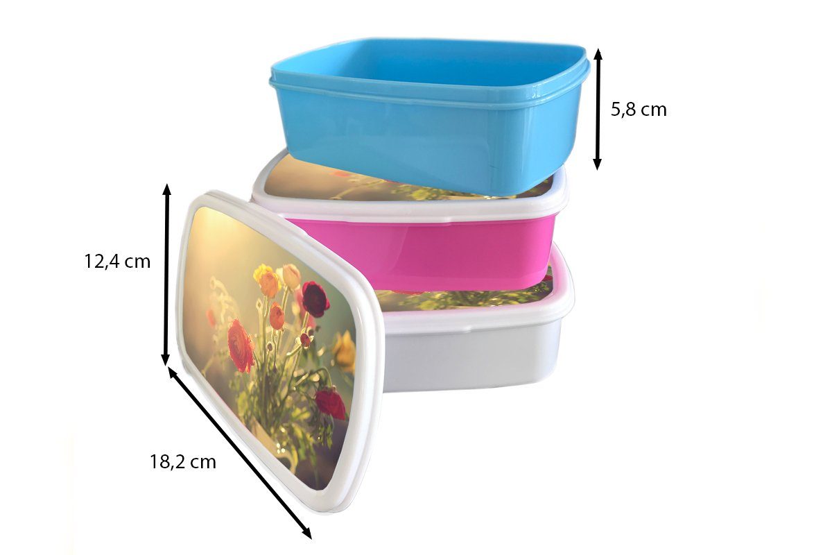 Kinder Kunststoff, und Erwachsene, weiß Brotdose, für (2-tlg), Lunchbox und Jungs Mädchen Brotbox bunten aus für MuchoWow Blumenstrauß Butterblumen,
