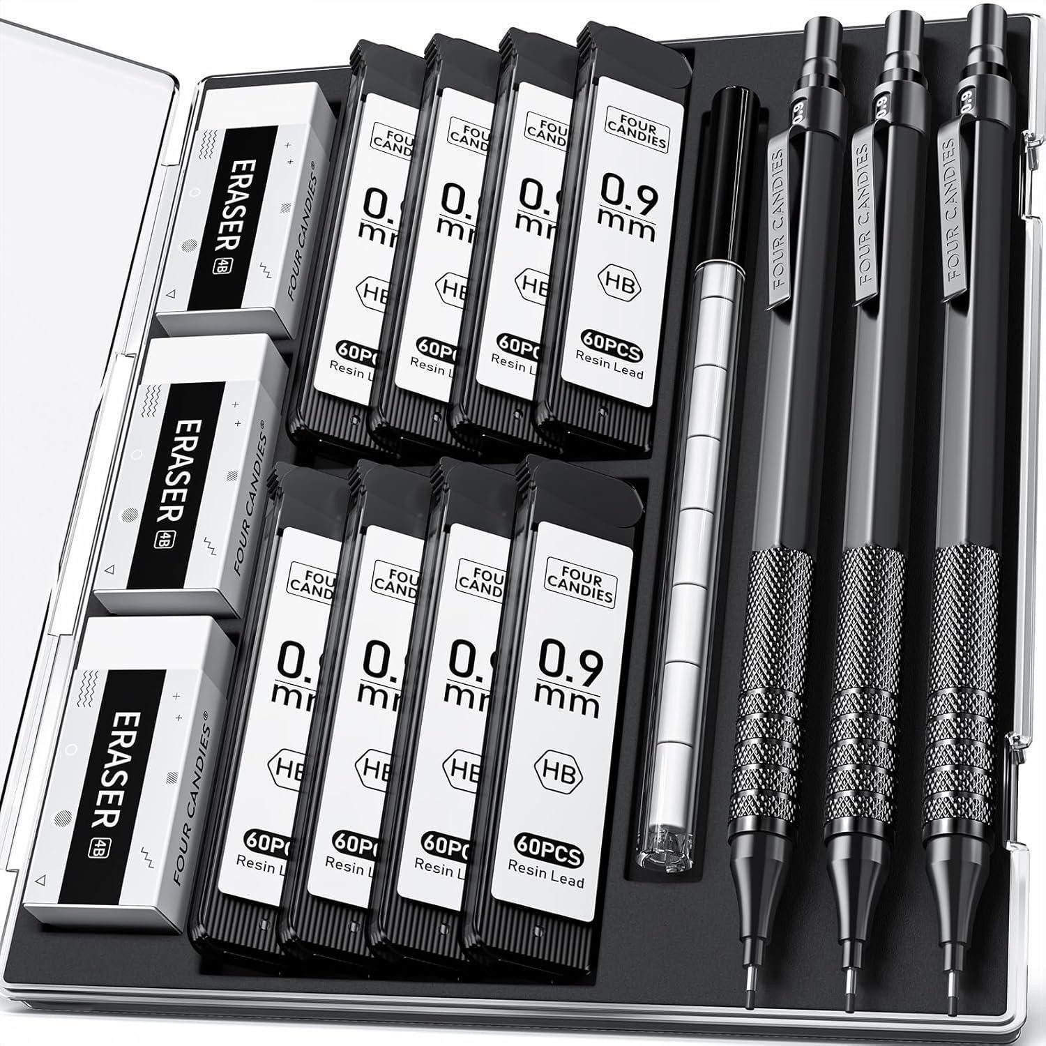 Four Candies Druckbleistift Druckbleistift-Set 0,9mm mit Metallkörper, 480
