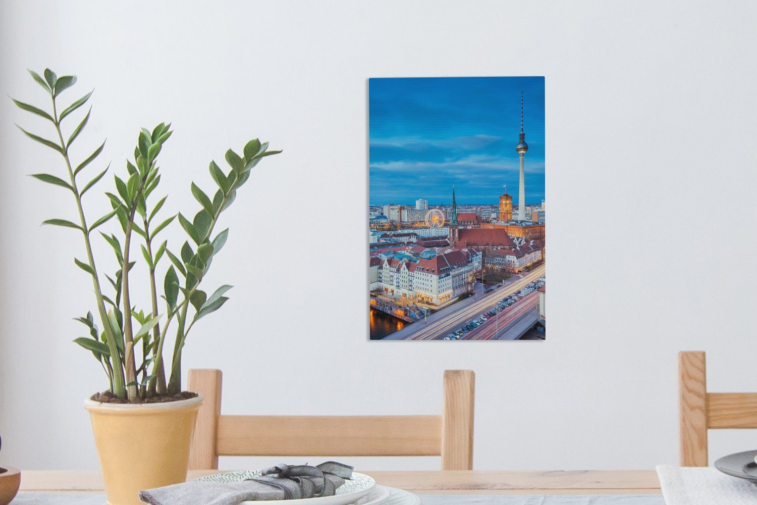 (1 cm - bespannt Zackenaufhänger, fertig inkl. - Berlin St), Gemälde, 20x30 Skyline Deutschland, OneMillionCanvasses® Leinwandbild Leinwandbild