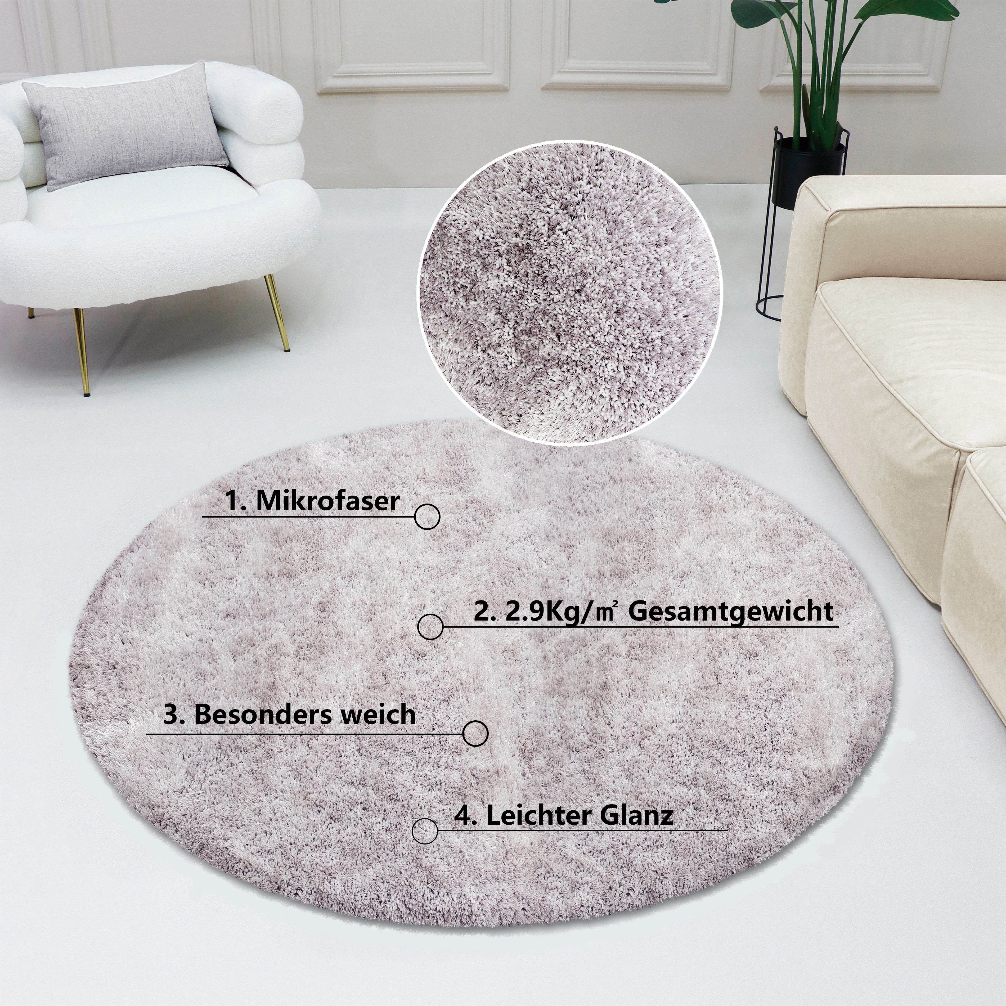 Bruno Banani Hochflor-Teppich Dana Teppich, Kundenliebling, rund, Höhe: 30 günstig online kaufen