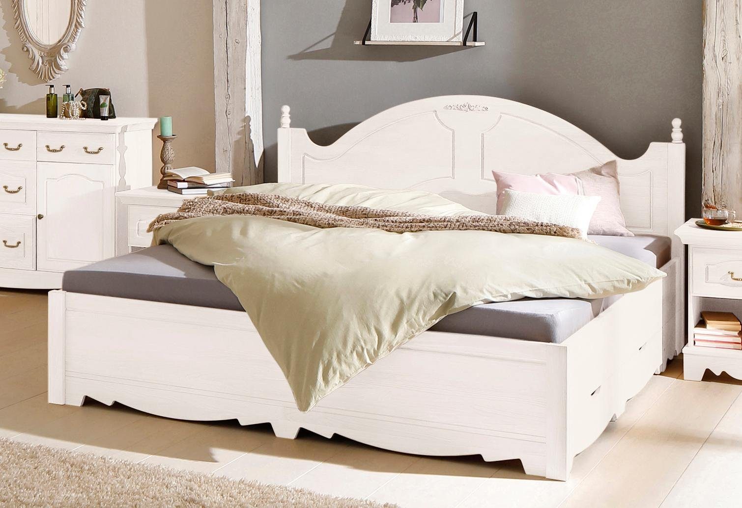 Home affaire Bett »Romantika«, aus massiver Kiefer, inklusive 2  Bettschubladen online kaufen | OTTO