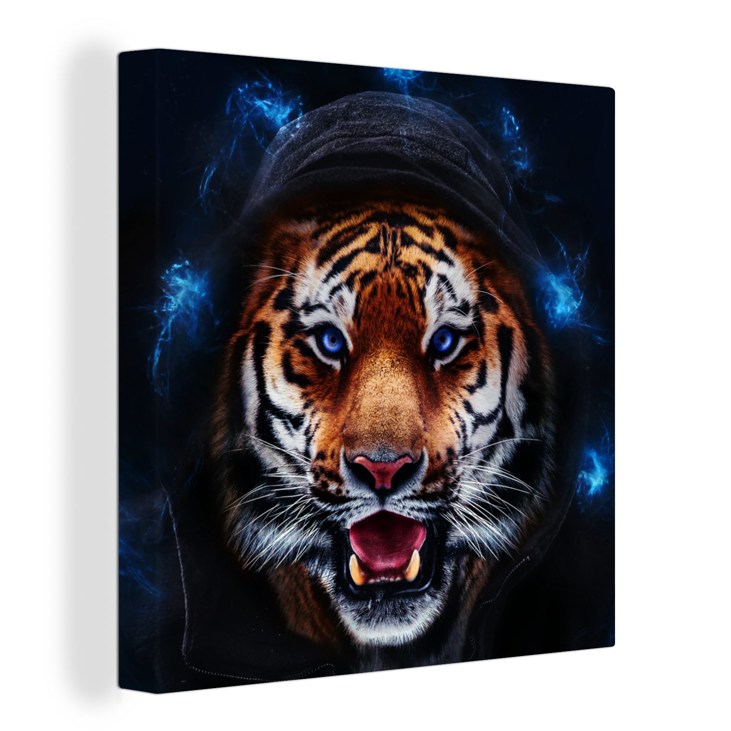 OneMillionCanvasses® Leinwandbild Tiger - Kleidung - Licht, (1 St), Leinwand Bilder für Wohnzimmer Schlafzimmer