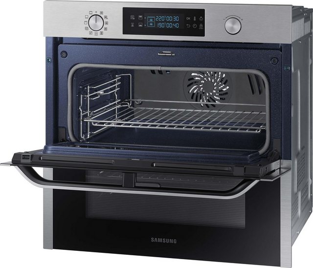 Samsung Dual Cook Flex NV75N5641RS/EG Backofen (Elektro/Einbau)/56,6 cm/Katalyse Plus Dampfreinigung/Automatikprogramme/XXL-Garraum/Silber