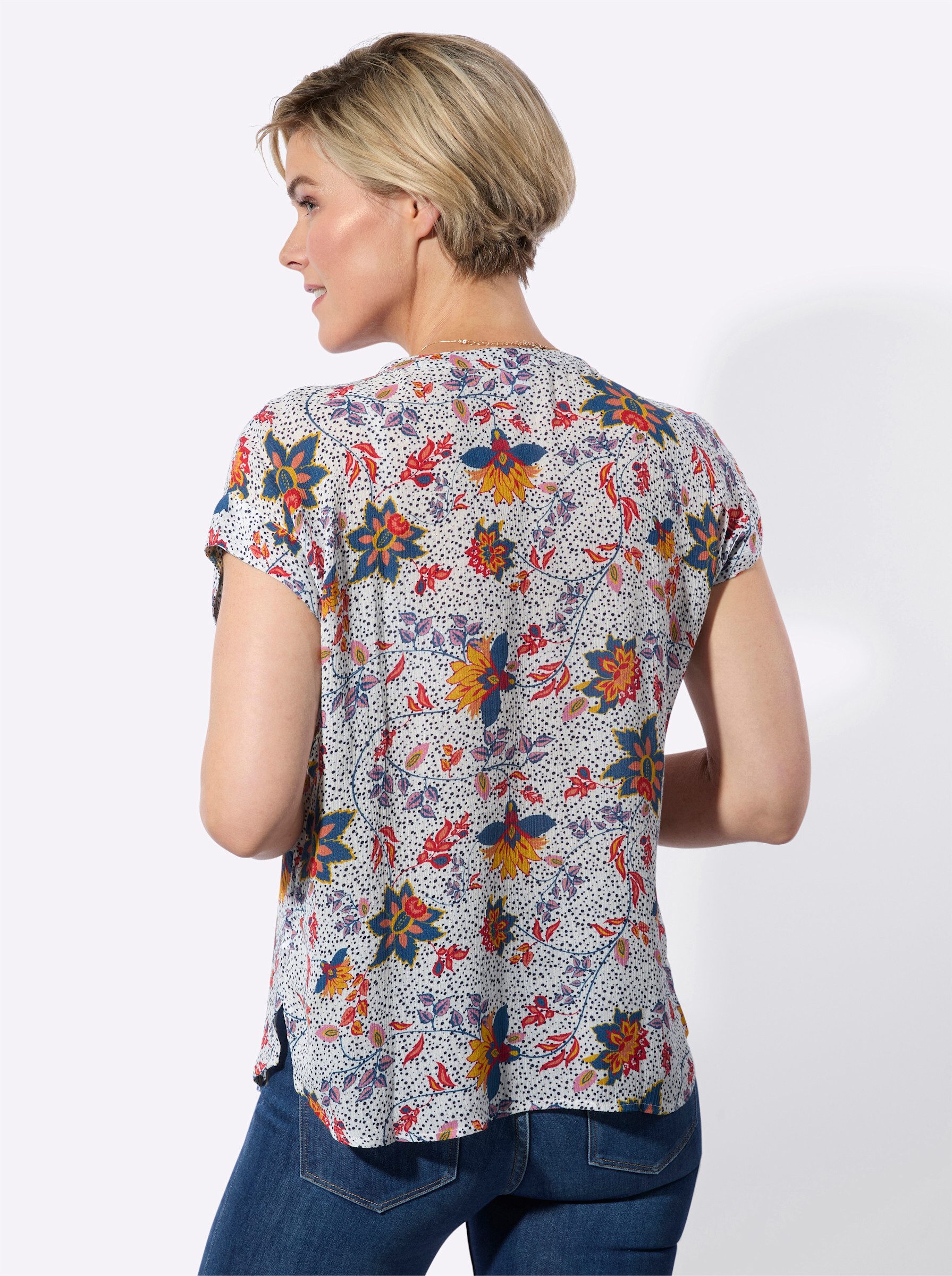 Witt Klassische Bluse Druckbluse Kurzarm