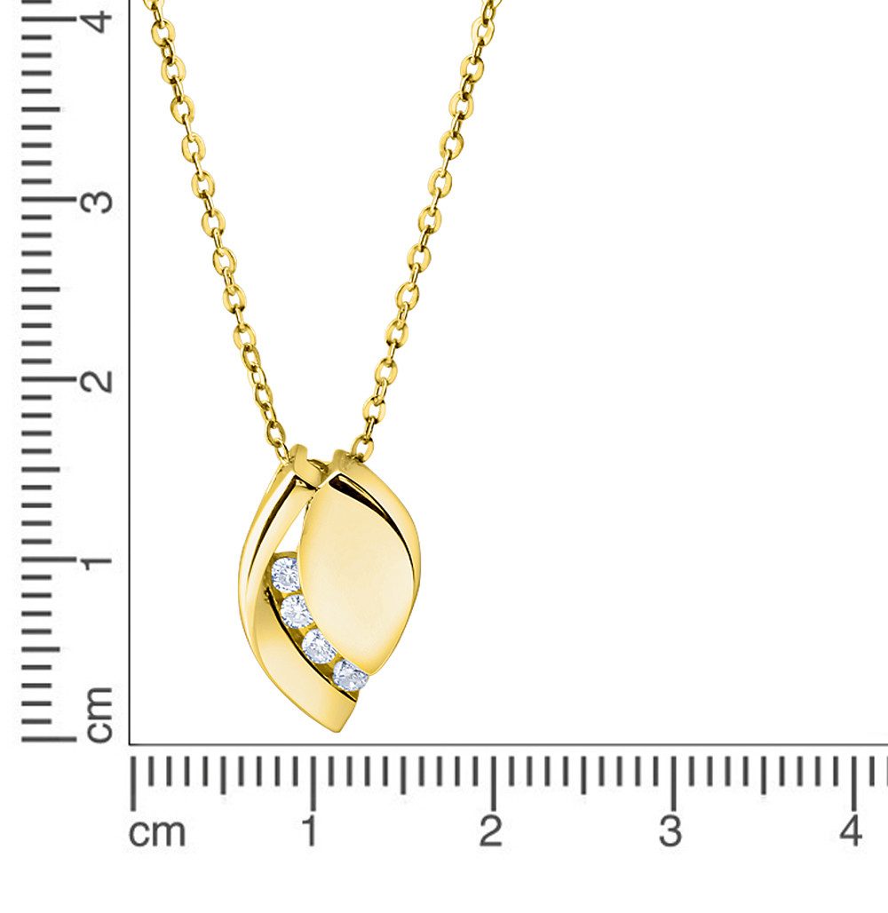 Zeeme Kette mit Anhänger Silber 925 vergoldet mit weißen Zirkonia-Steinen günstig online kaufen