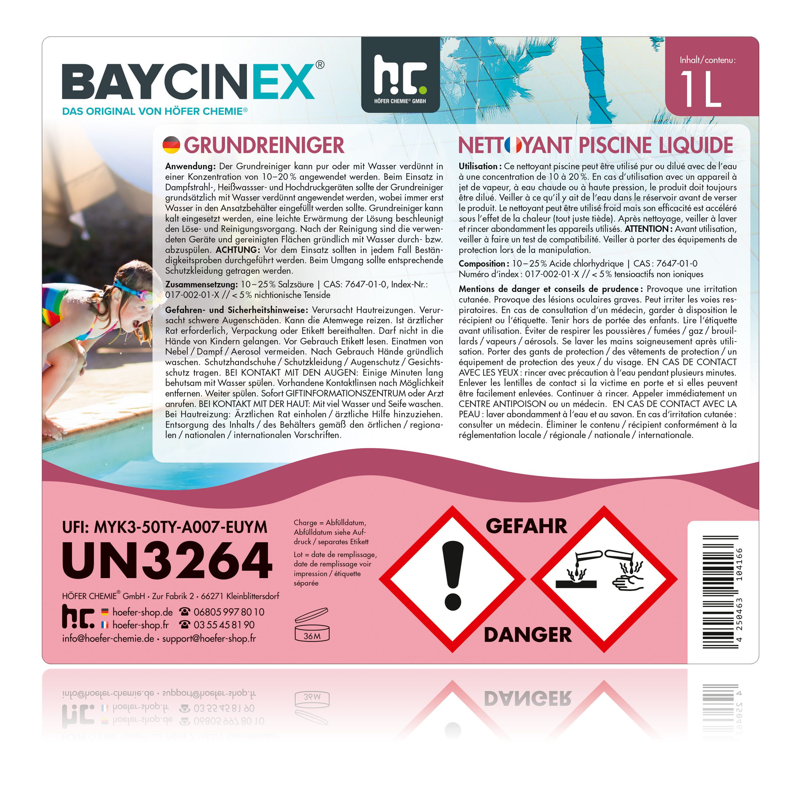 Höfer Chemie GmbH Poolpflege BAYCINEX® Poolreiniger Set, Gründliche Reinigung für saubere Pools
