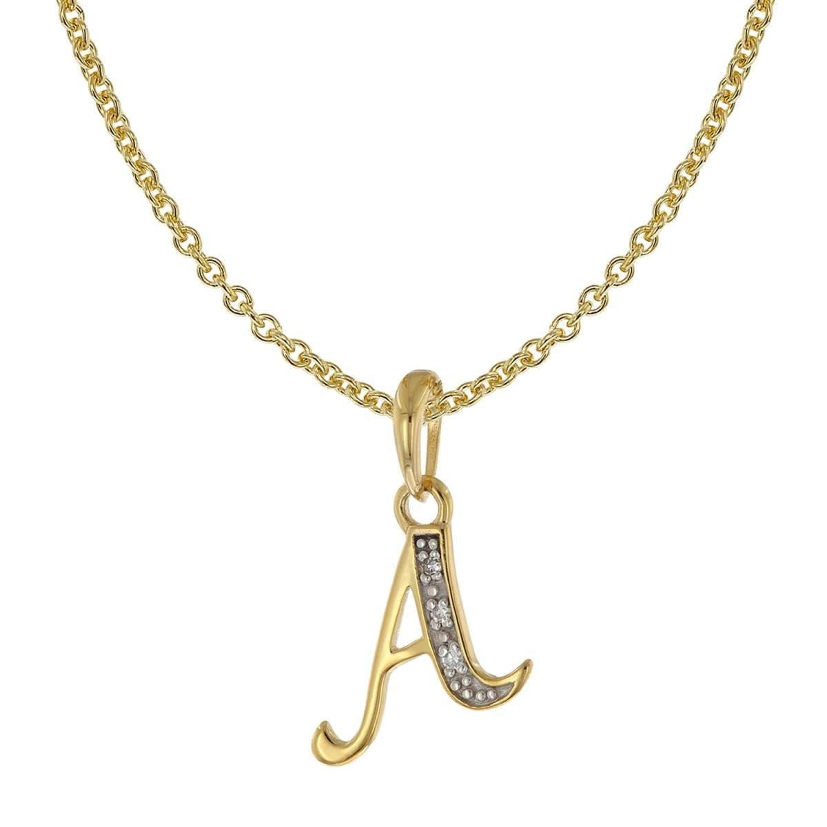 trendor Kette mit Anhänger 41520-A, Buchstaben A Gold 333/8K mit vergoldeter Silberkette