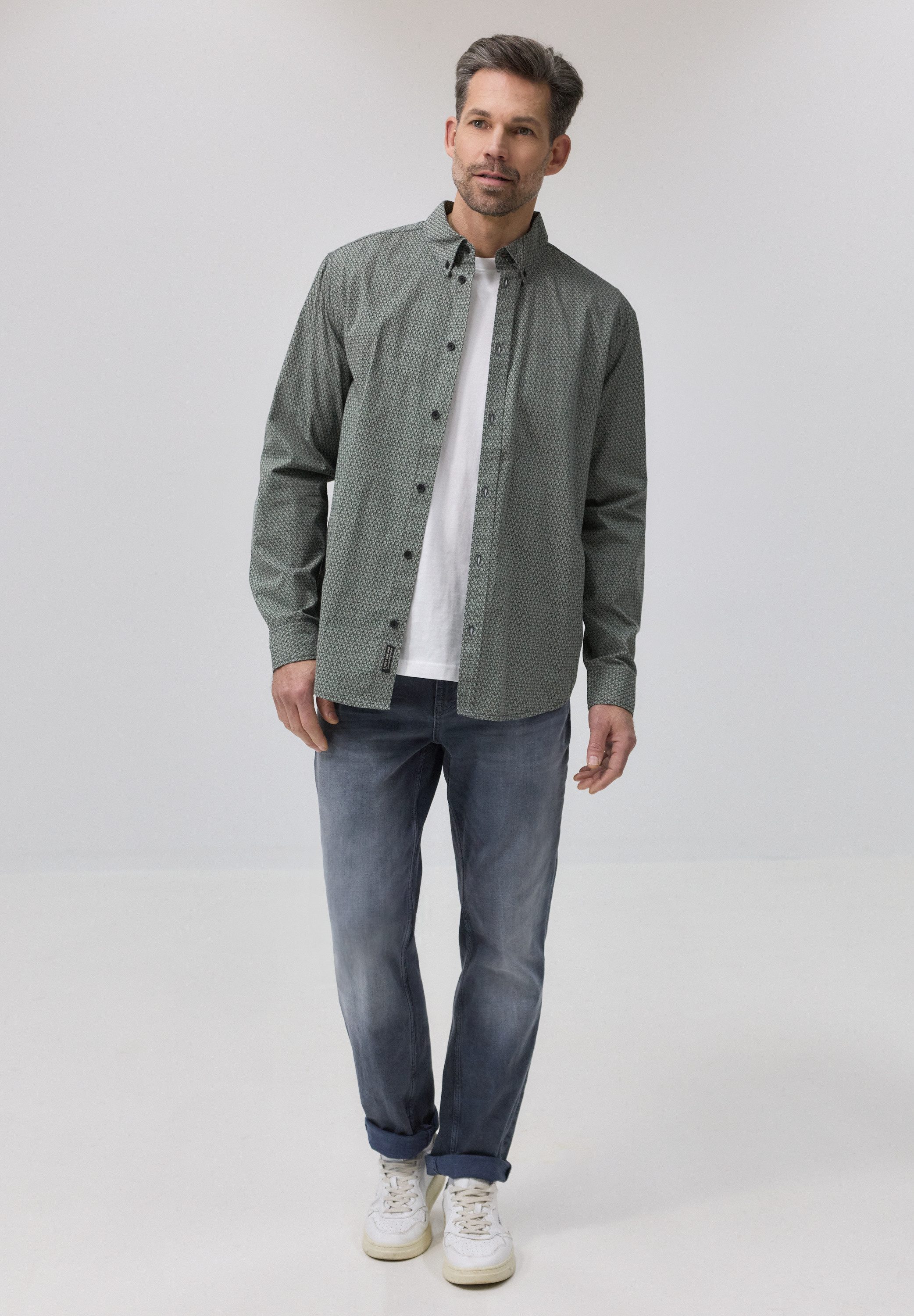 STREET ONE MEN Langarmhemd aus reiner Baumwolle
