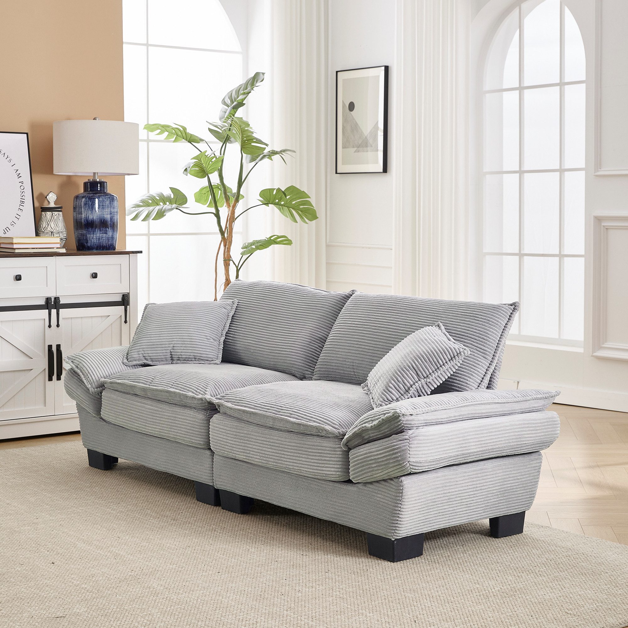 HAUSS SPOLE Schlafsofa Ecksofa wohnezimmer mit schlaffunktion, doppelsofa mit einem federbett