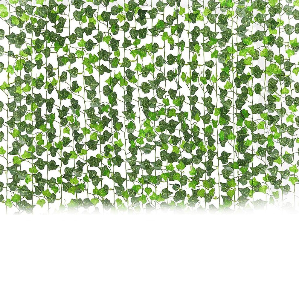 Künstliche Zimmerpflanze Efeu künstlich hängend Girlande, Jormftte, 12pcs