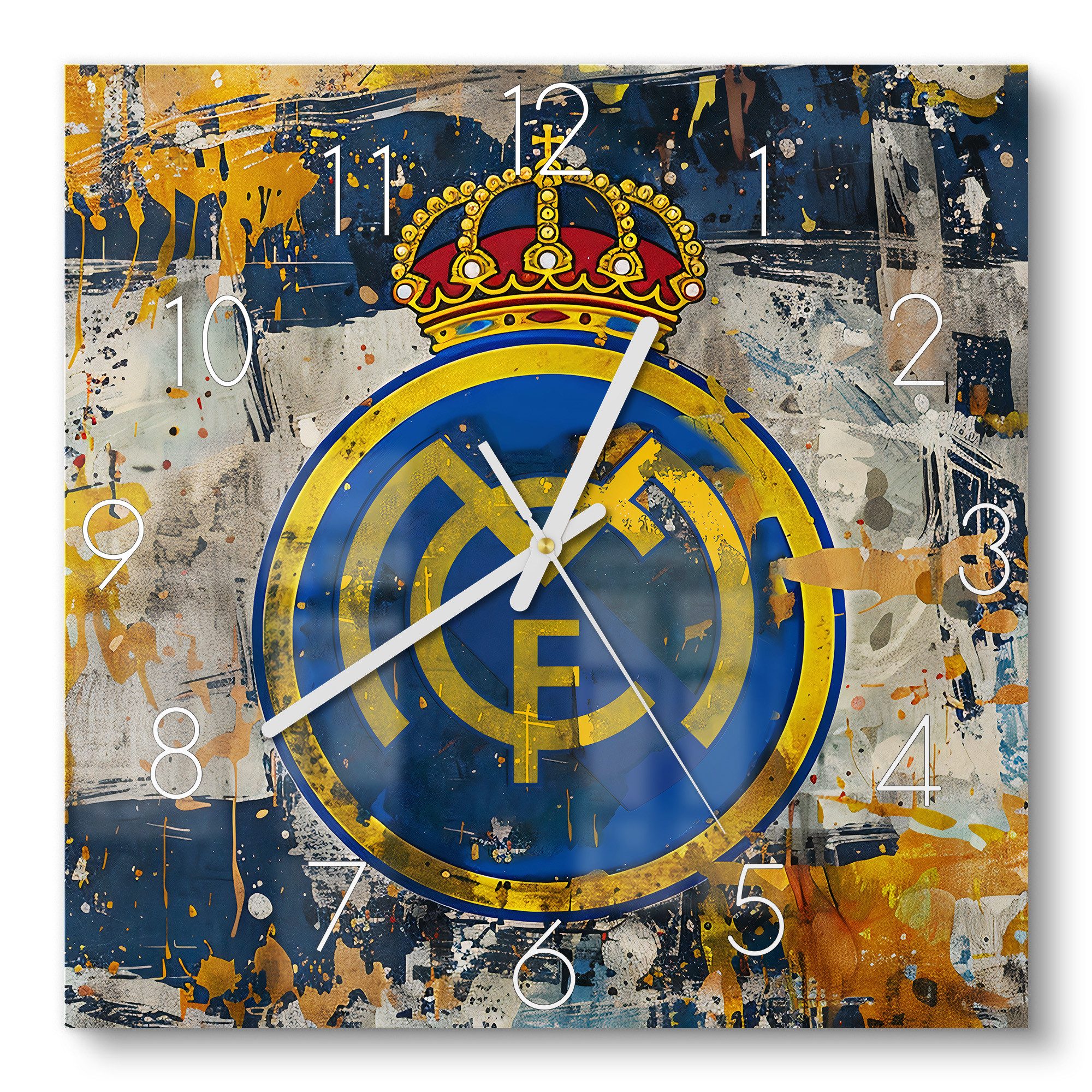 DEQORI Wanduhr 'Wappen Real Madrid' (Glas Glasuhr modern Wand Uhr Design Küchenuhr)