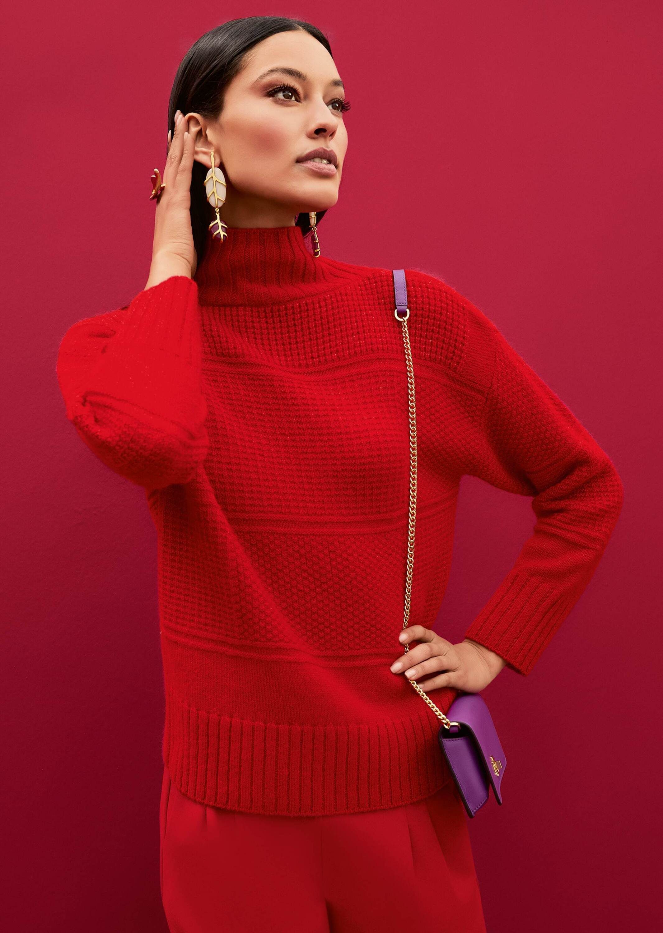 MADELEINE Strickpullover Stehkragen-Pullover