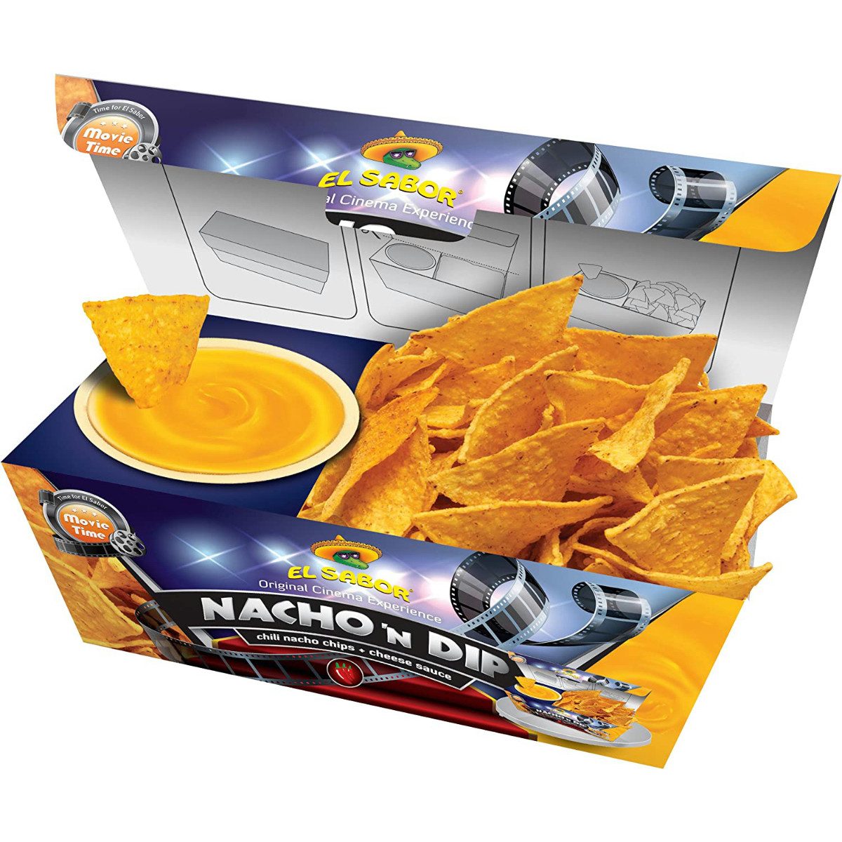 EL Sabor Knabberei, El Sabor Nacho n Dip Cheese Chili Nachos mit Cheese Dip 175g