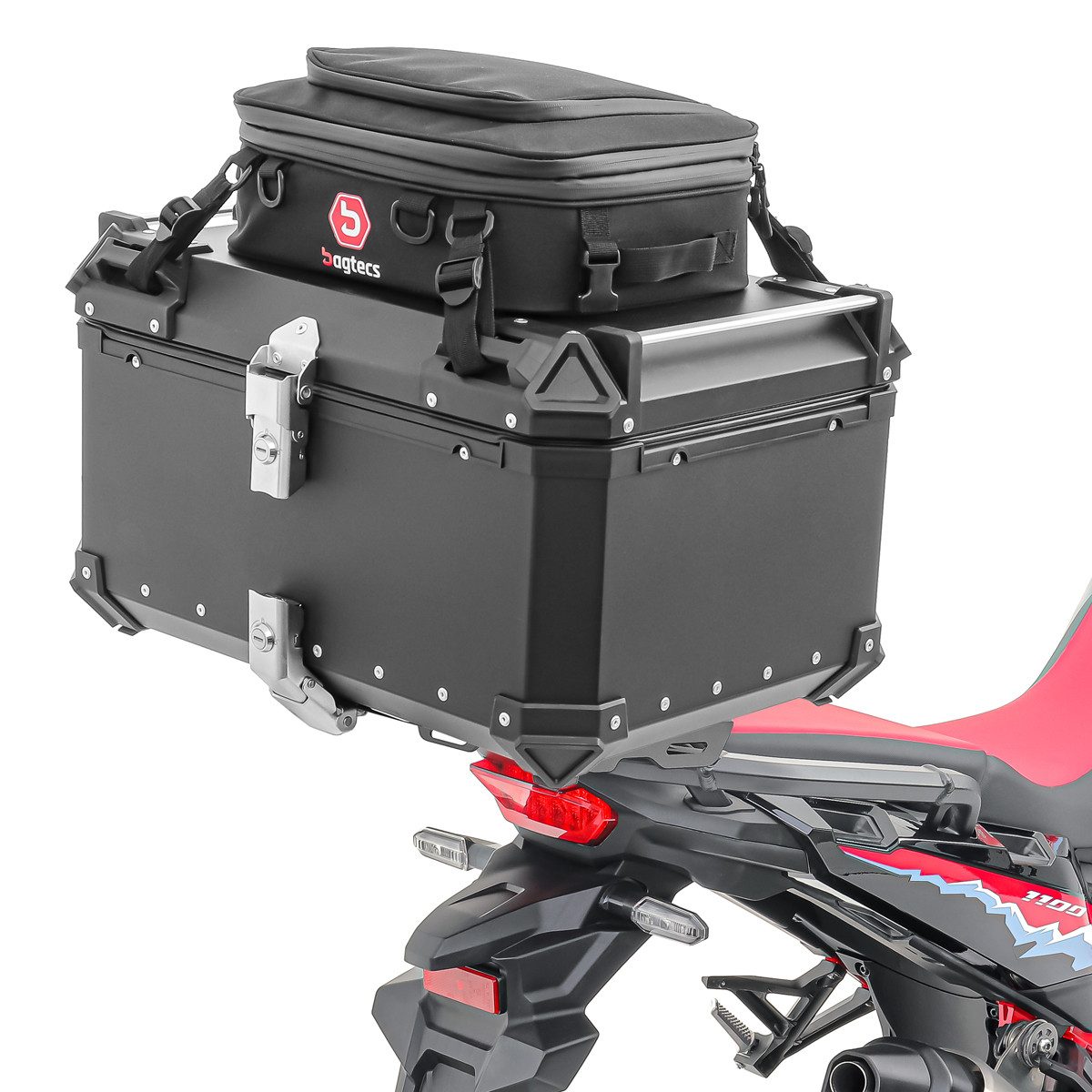 Bagtecs Topcase Set Alu Topcase + Gepäckbrücke passend für Africa Twin 1100 Adventure