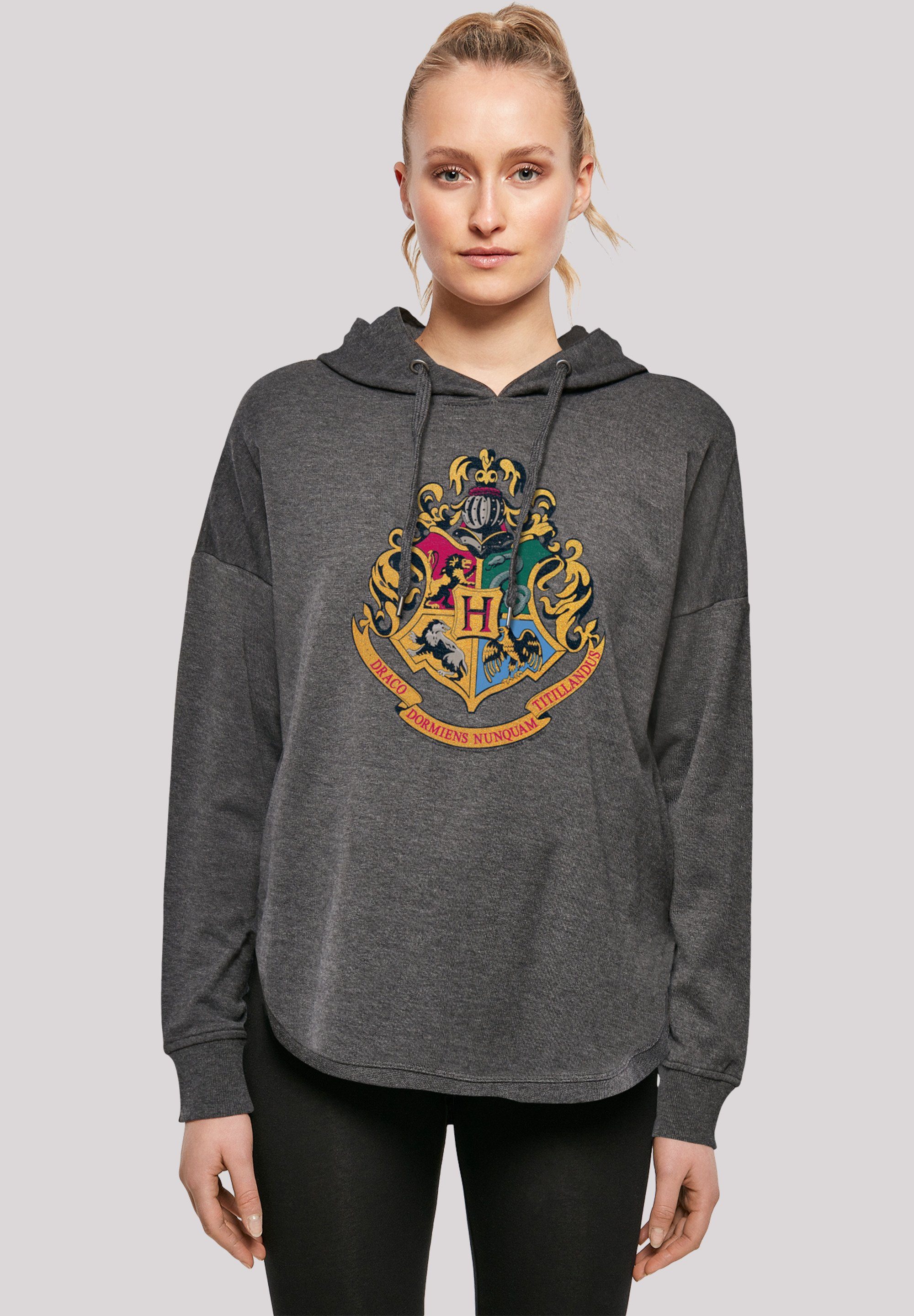 F4NT4STIC Kapuzenpullover Harry Potter Hogwarts Crest Gold Print charcoal