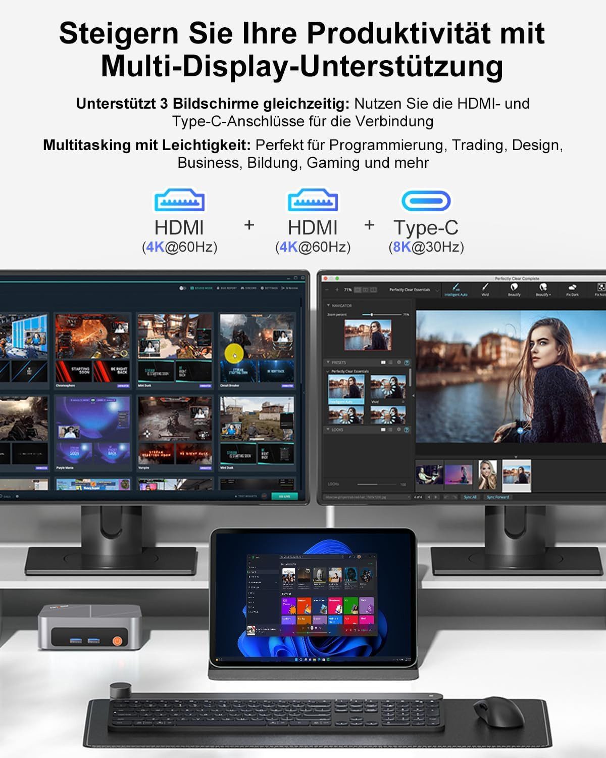 Ninkear Mini PC W-11 AMD Ryzen 7430U(bis 4,3GHz),Mini Computer für Büro & Home Mini-PC (AMD AMD Ryzen 7430U, AMD Radeon™ Grafikkarte, 16 GB RAM, 512 GB SSD, unterstützt PS3 Emulator Gaming, Ultra-leise,Triple 4K Display,WiFi 6)