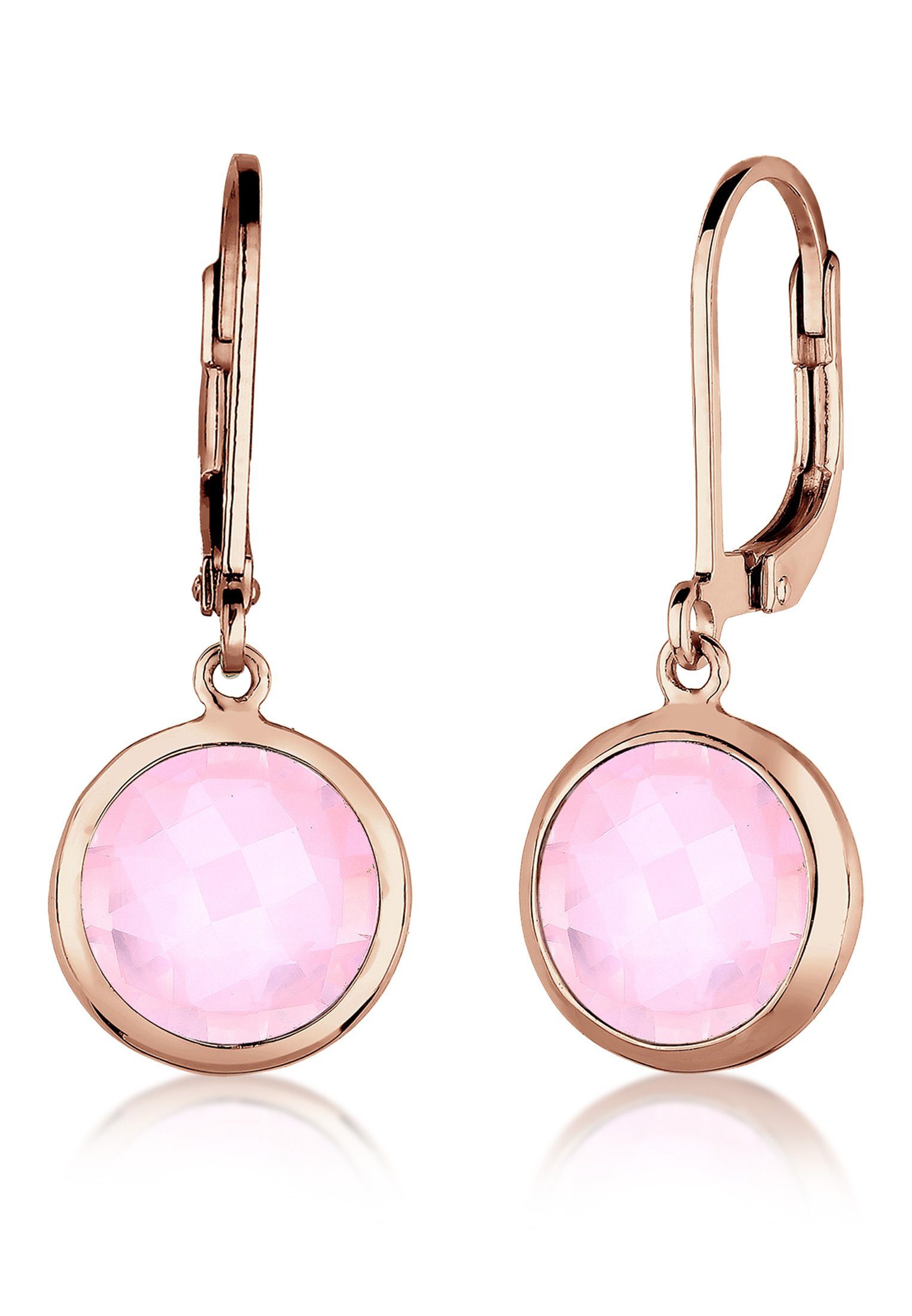 Paar Ohrhänger Ohrhänger Quartz Rosé 925 Sterling Silber Rosegold