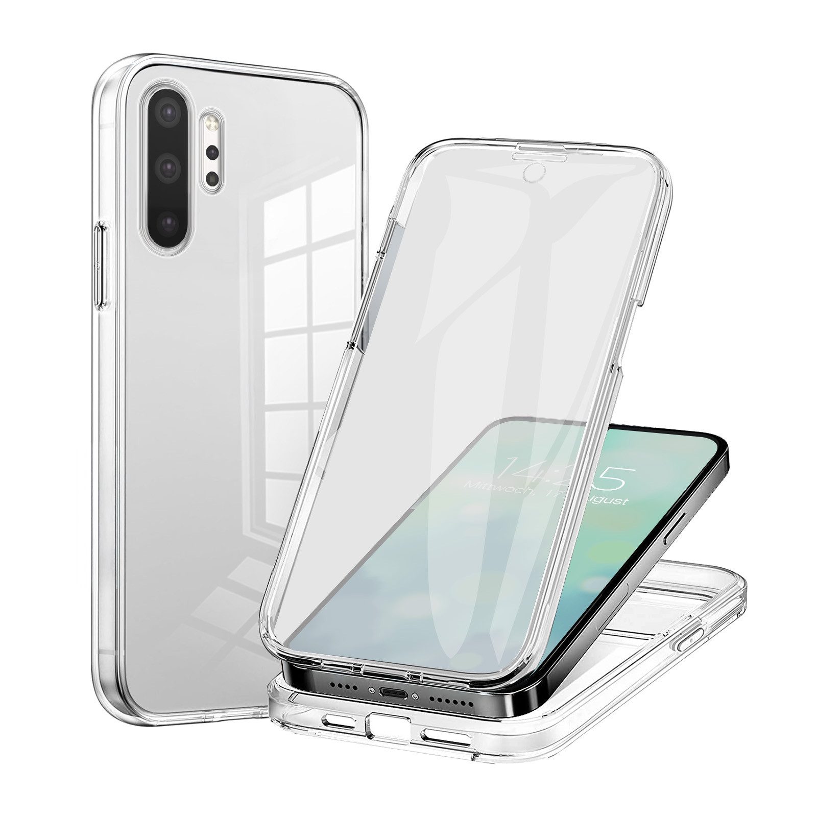 Tec-Expert Handyhülle 360 Grad Hülle für Samsung Galaxy Note 10+ 6.8 Zoll, 6.8", Rundum Schutz Cover Case Hülle Transparent