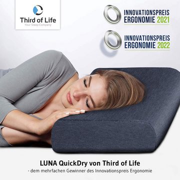 Kopfkissen LUNA Thermic QuickDry, Third of Life, Schnelltrocknend, Schulterbogen für Seitenschläfer/Rückenschläfer