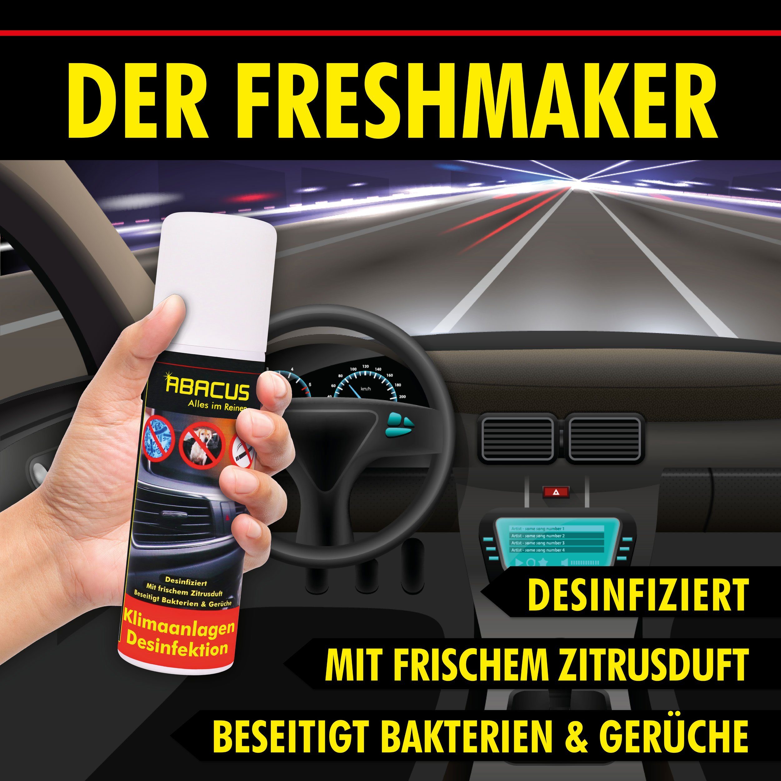 ABACUS Klimaanlagen Desinfektion Auto Klimadesinfektion Oberflächen-Desinfektionsmittel (Schnell und Effektiv, [- Selbstwirkend Produkt arbeitet selbstständig)