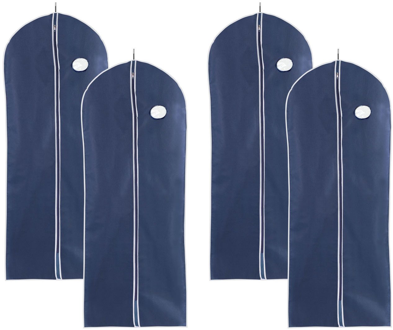 WENKO Kleidersack Modell Air (Set, 4 St) 150 x 60 cm, mit Reißverschluss, Sichtfenster & Kleiderbügelaussparung