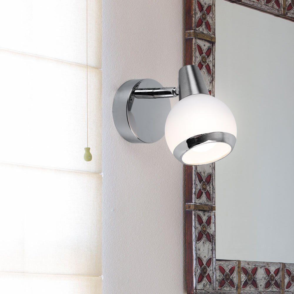 GLOBO LIGHTING LED Wandleuchte, Leuchtmittel inklusive, Warmweiß, Wandleuchte Wandlampe Schlafzimmerlampe LED Glas chrom