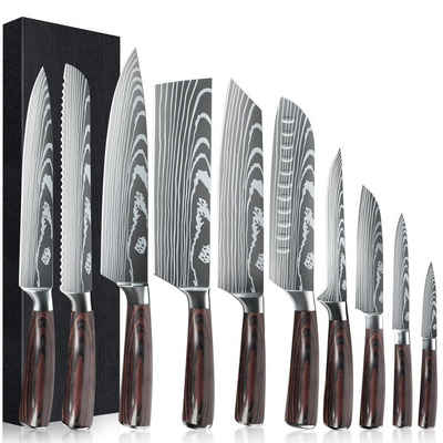 MDHAND Messer-Set Professionelles Küchenmesser Asiatisches Messerset (10-tlg), 7CR17 Edelstahl - Rostfrei